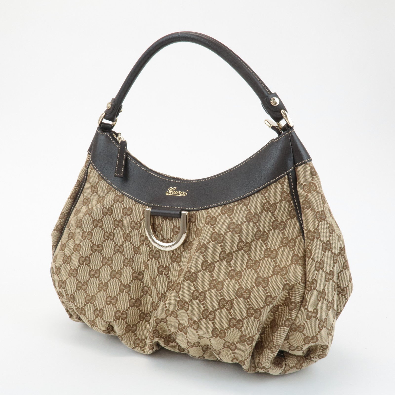 GUCCI Abbey GG Canvas Leather Shoulder Bag Hand Bag Beige Brown 189833 Used