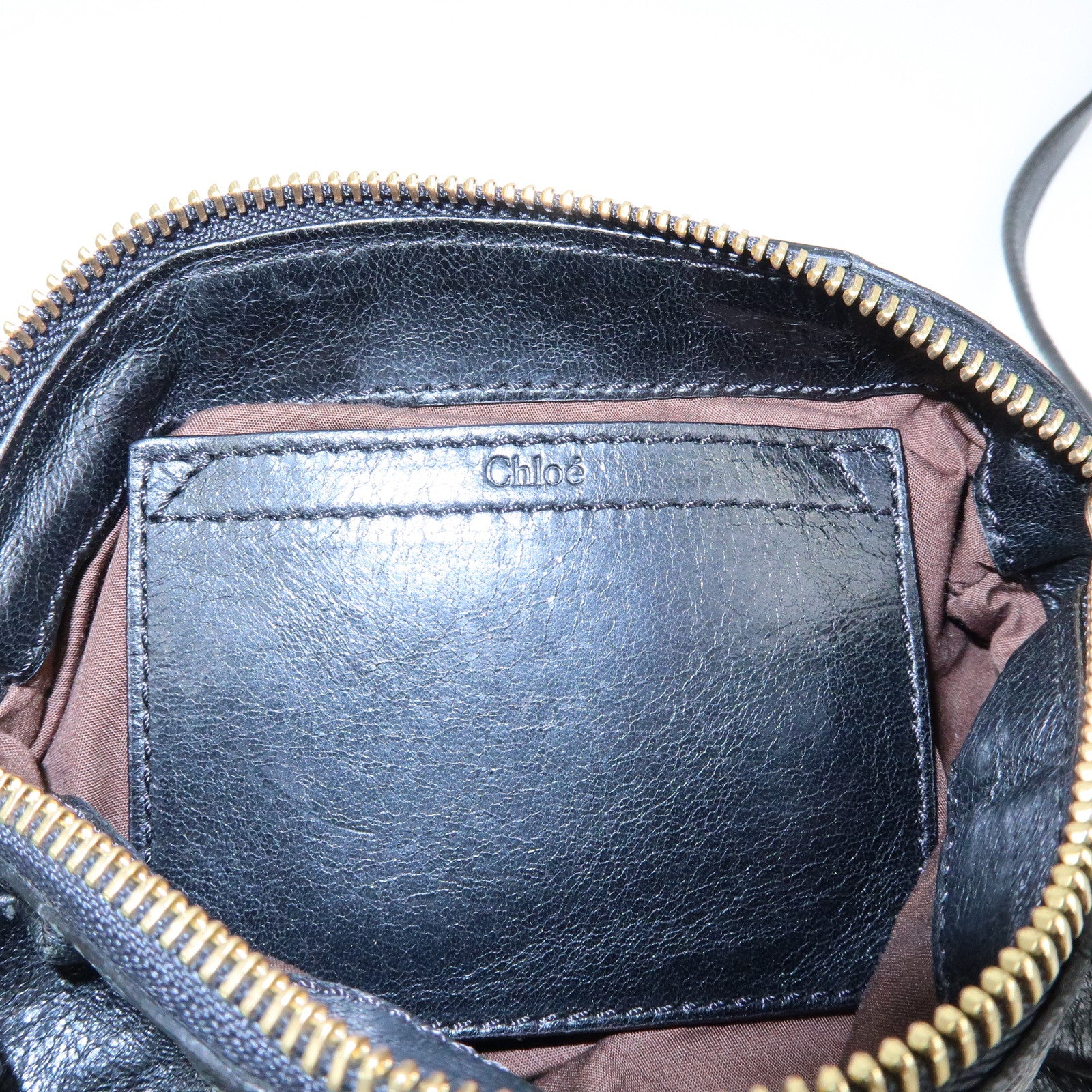 Chloe Leather 2Way Bag Mini Shoulder Crossbody Bag Clutch Bag Black