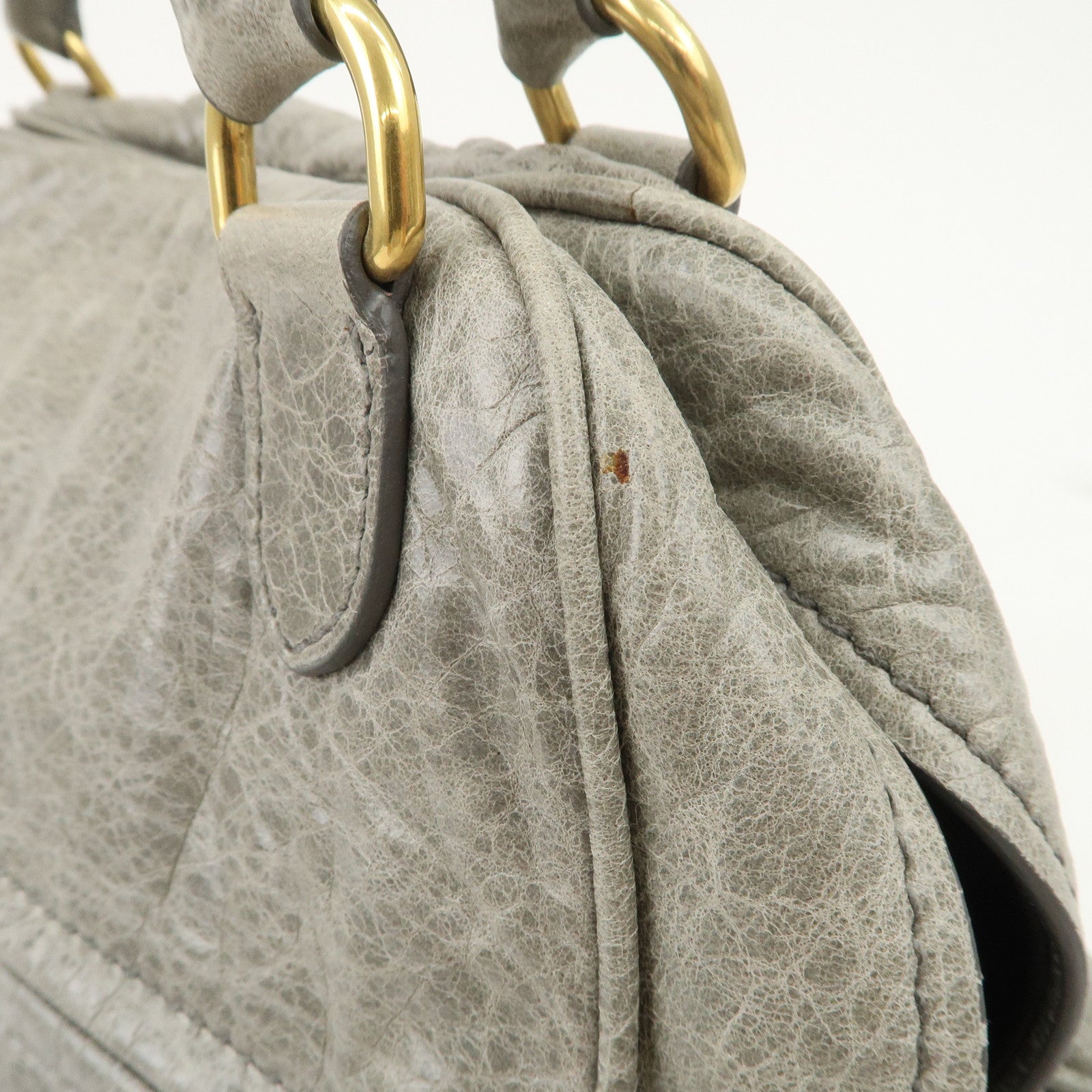 MIU MIU Nappa Leather Hand Bag Emerald Green Used