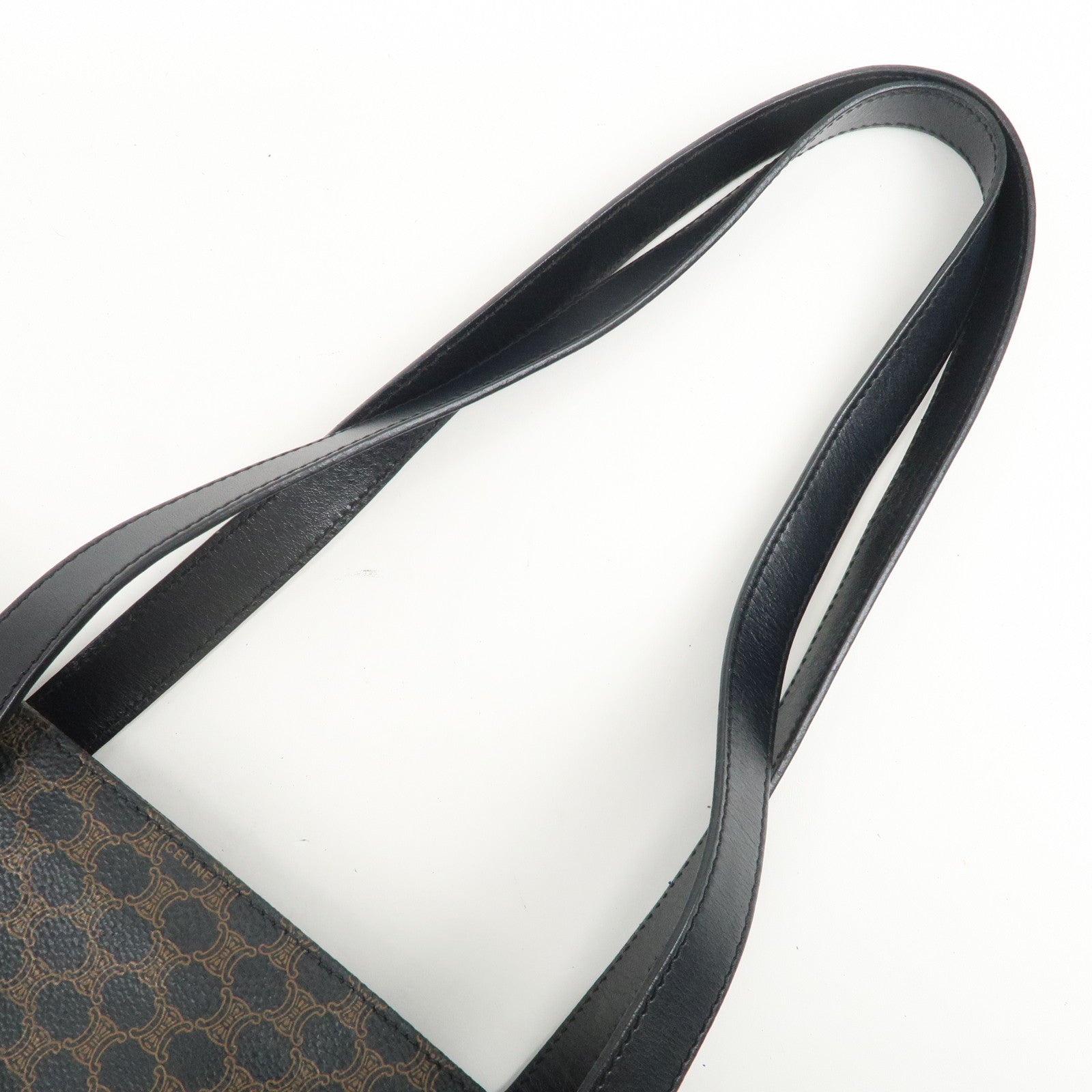 CELINE Macadam Logo PVC Leather Tote Bag Shoulder Bag Brown Black