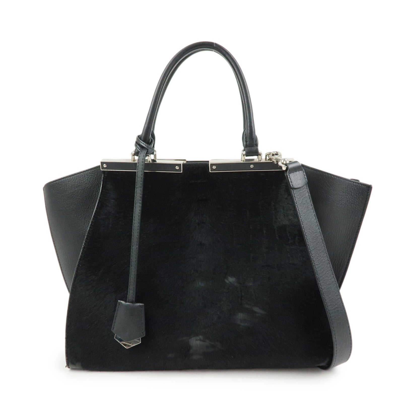 FENDI Trois Jours Leather Pony Hair 2Way Hand Shoulder Bag 8BH279