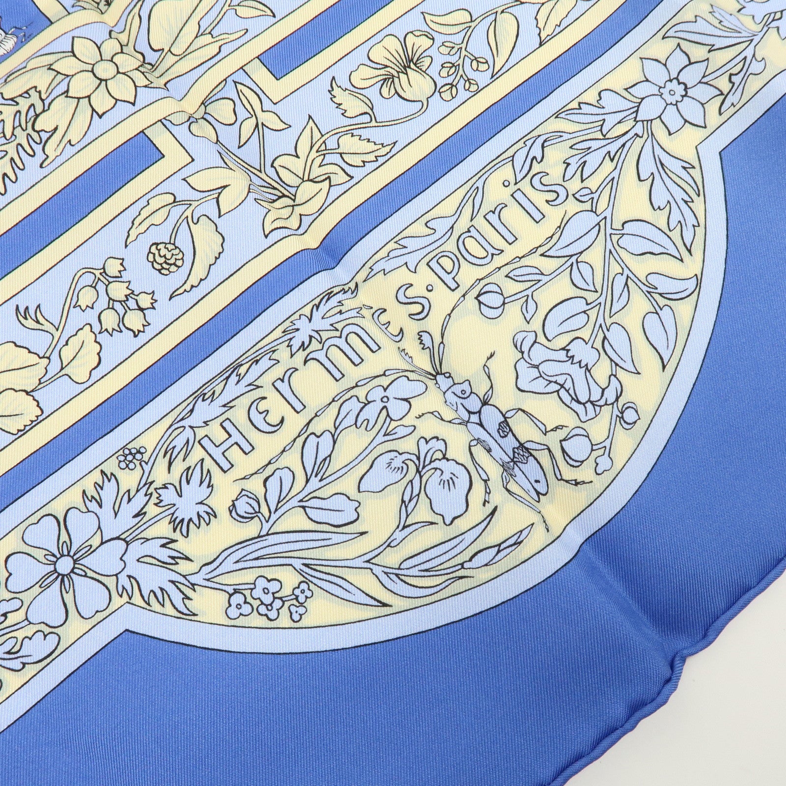 HERMES Carre 90 Silk 100% joyaux de LETE Scarf Blue