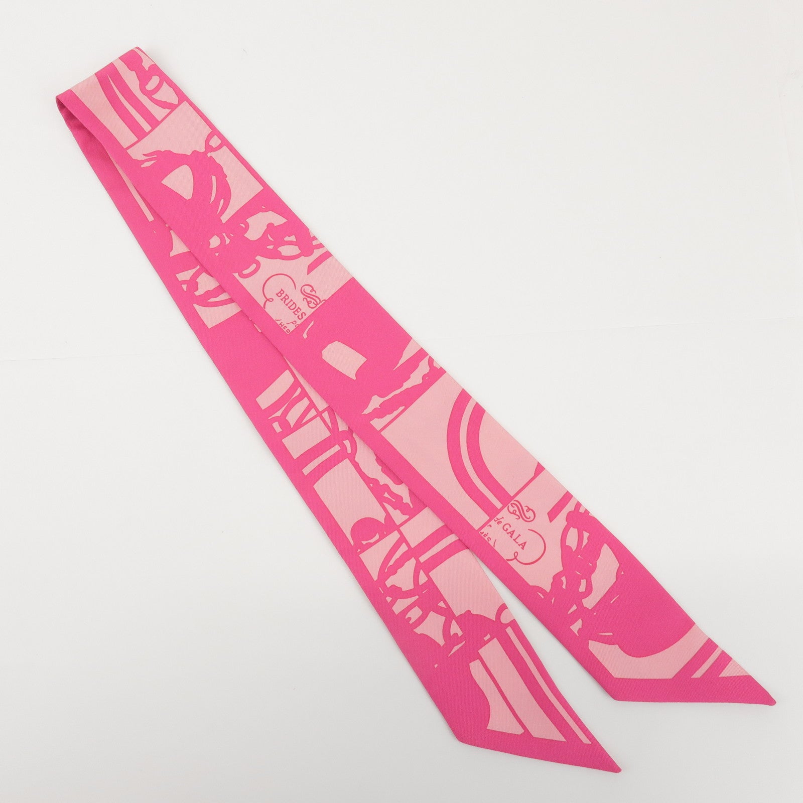 HERMES Twilly Silk 100% BRIDES de GALA Scarf Pink