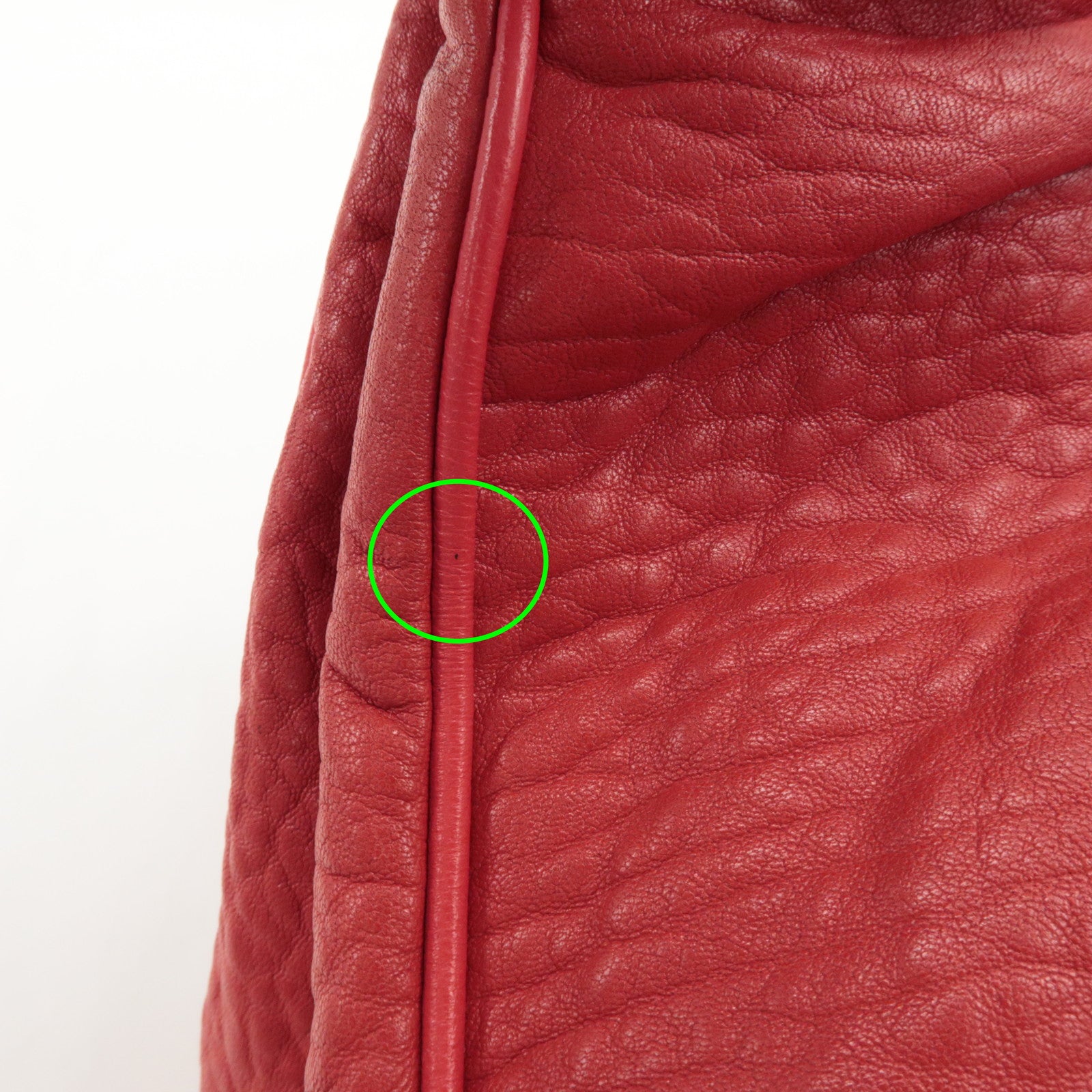 FENDI Leather Mia Chain Shoulder Bag Red Gold Hardware 8BR615 Used