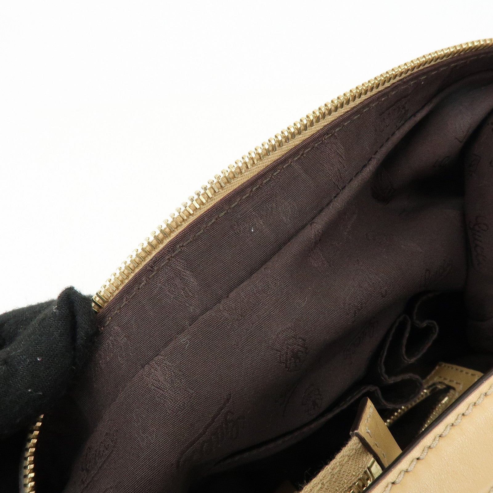 GUCCI Sherry Horsebit GG Canvas Leather Shoulder Bag Beige 232968