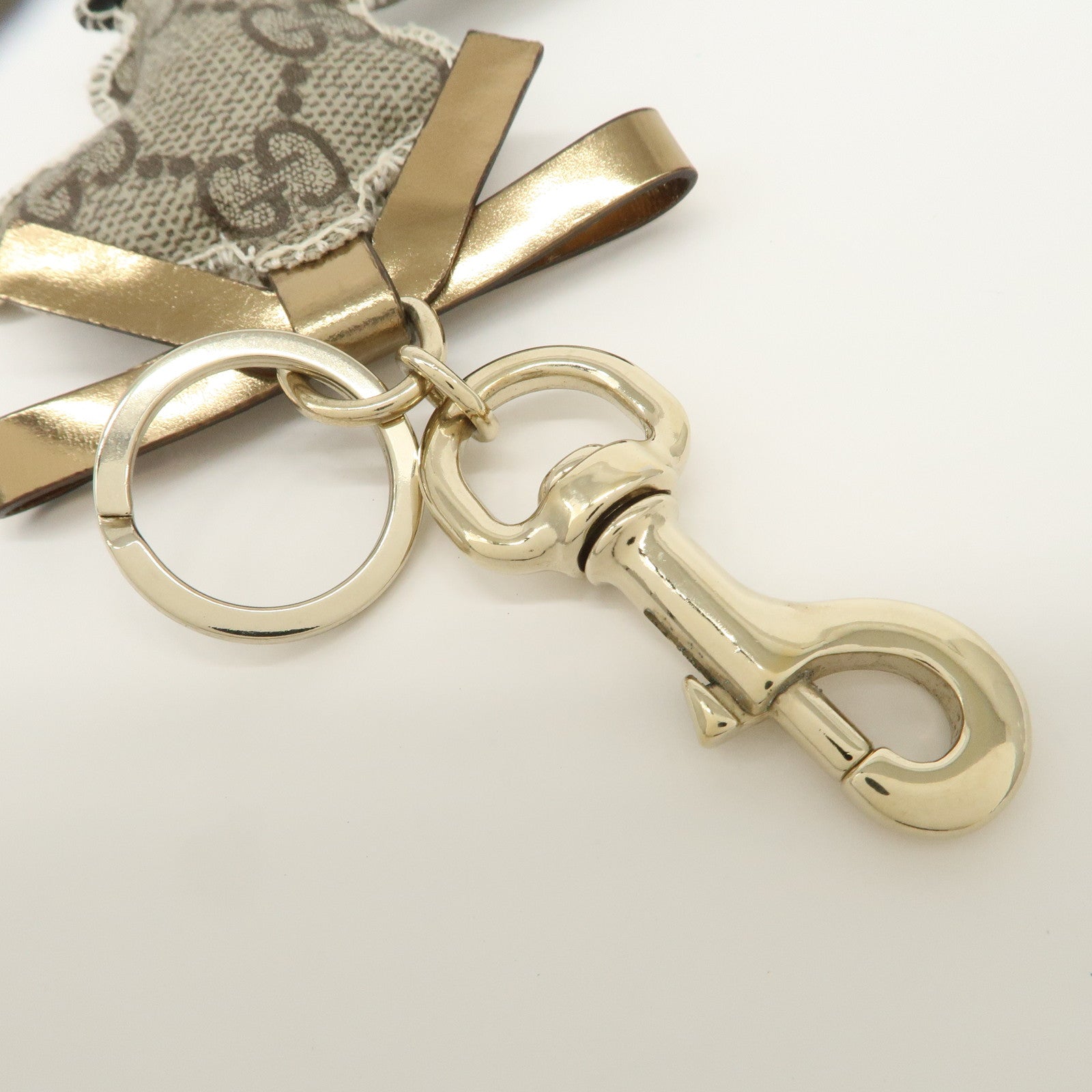 GUCCI Gucciori GG Supreme Dog Bag Charm Beige Black Gold