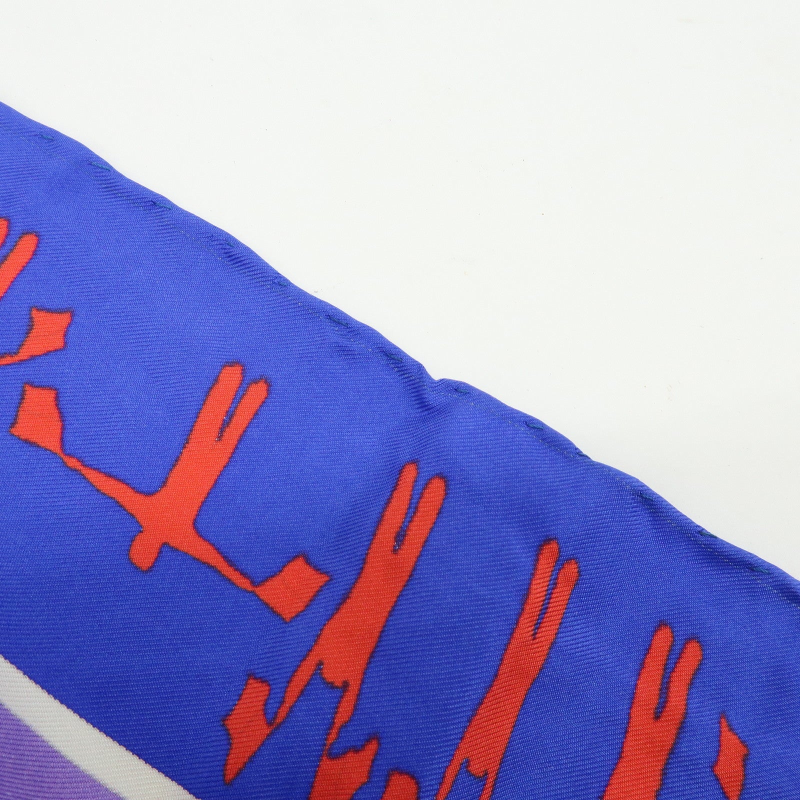 HERMES Carre 90 Silk 100% Scarf EN COURSE Purple Blue