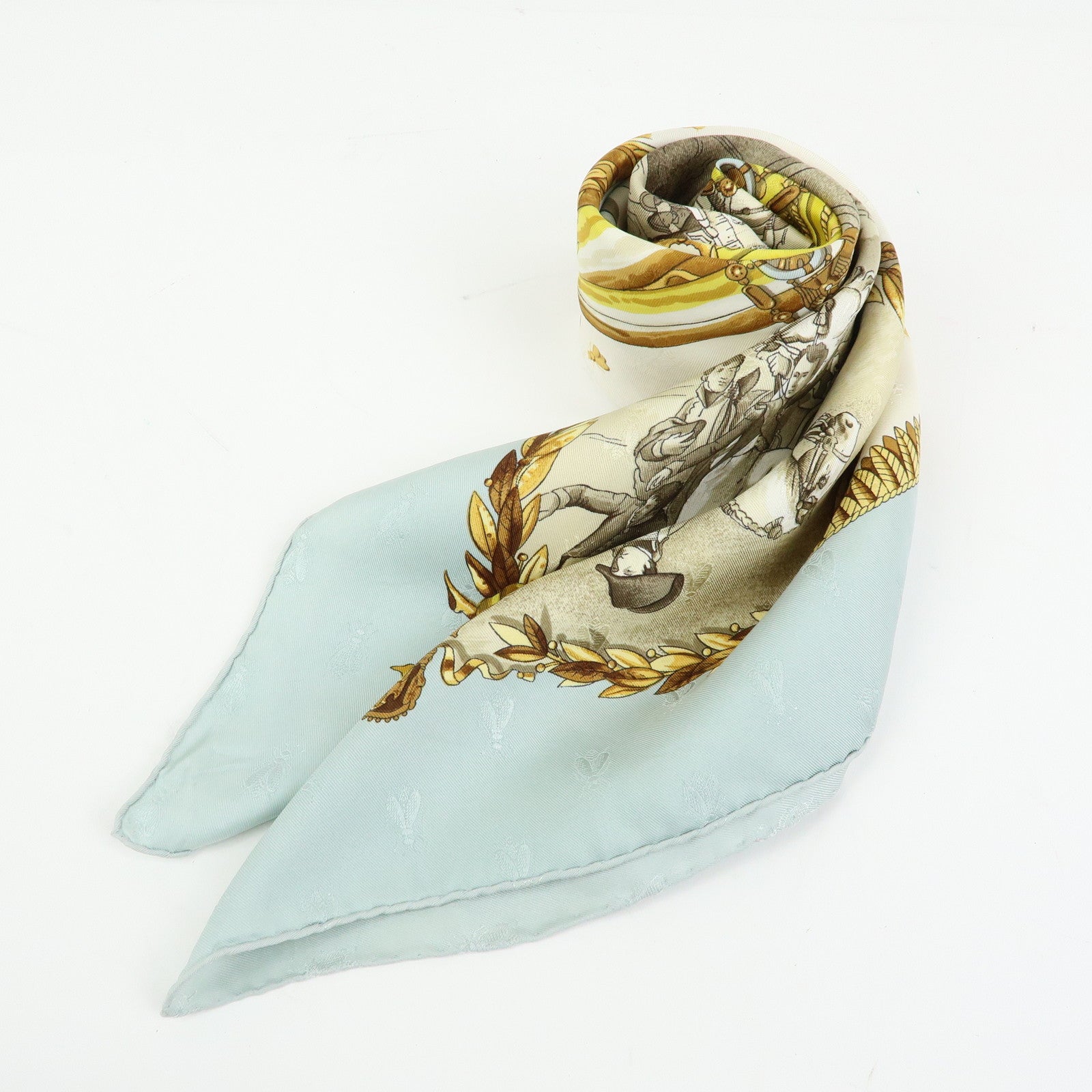 HERMES Carre 90 Silk 100% Scarf NAPOLEON Gold Yellow