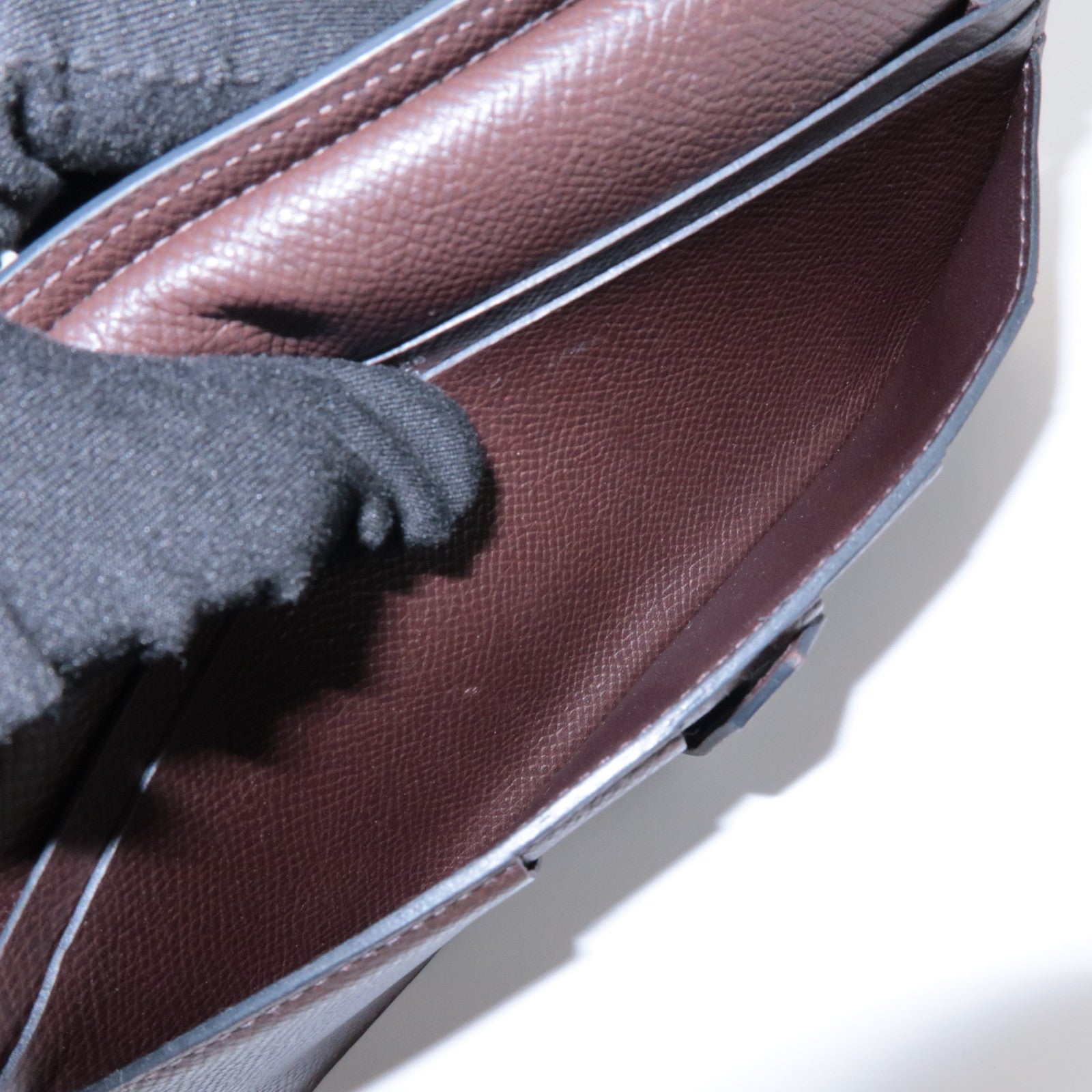 HERMES Veau Epsom Leather Bテゥarn Soufflet Long Wallet Chocolat