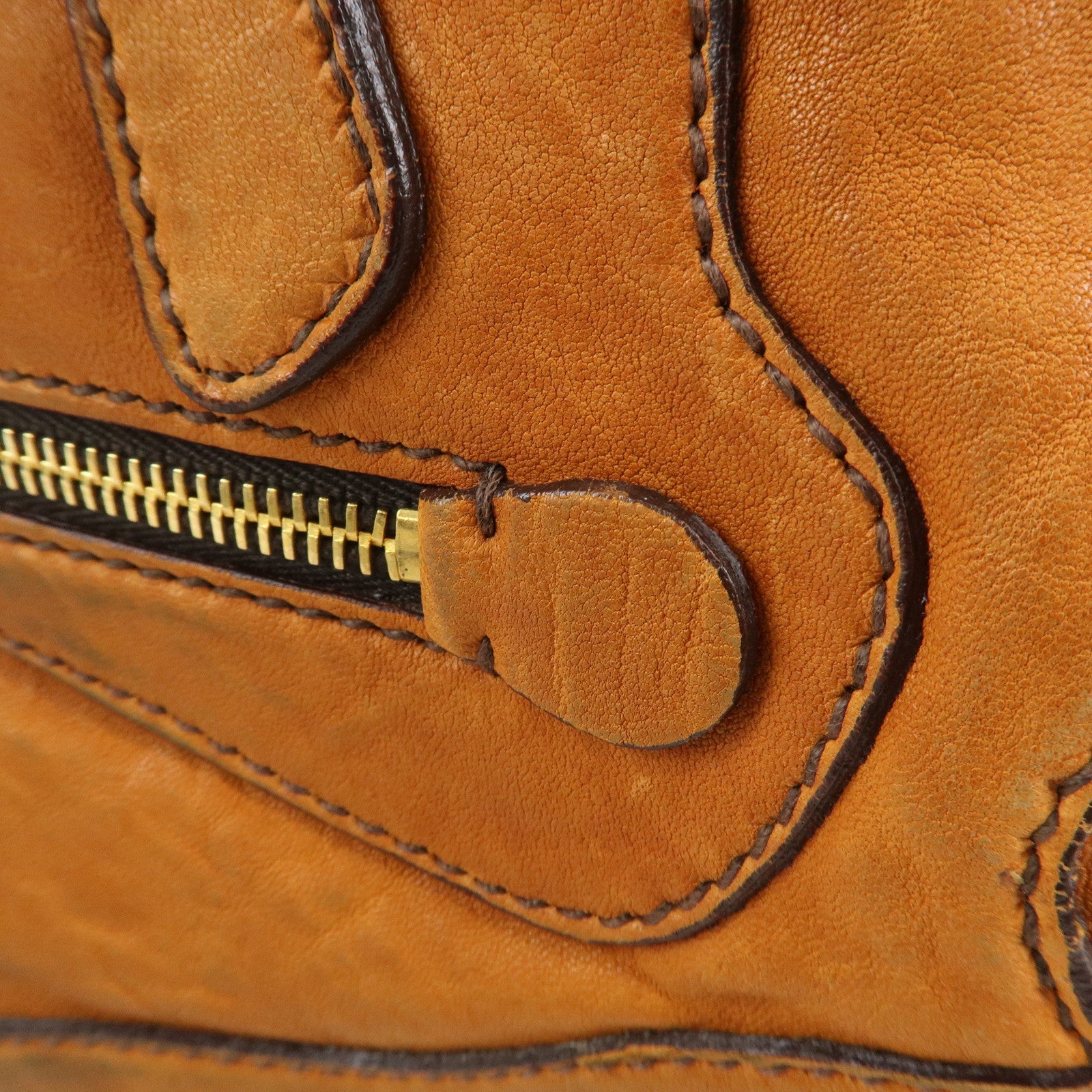 MIUMIU Logo Leather Shoulder Bag Boston Bag Hand Bag Gold HDW Brown Used