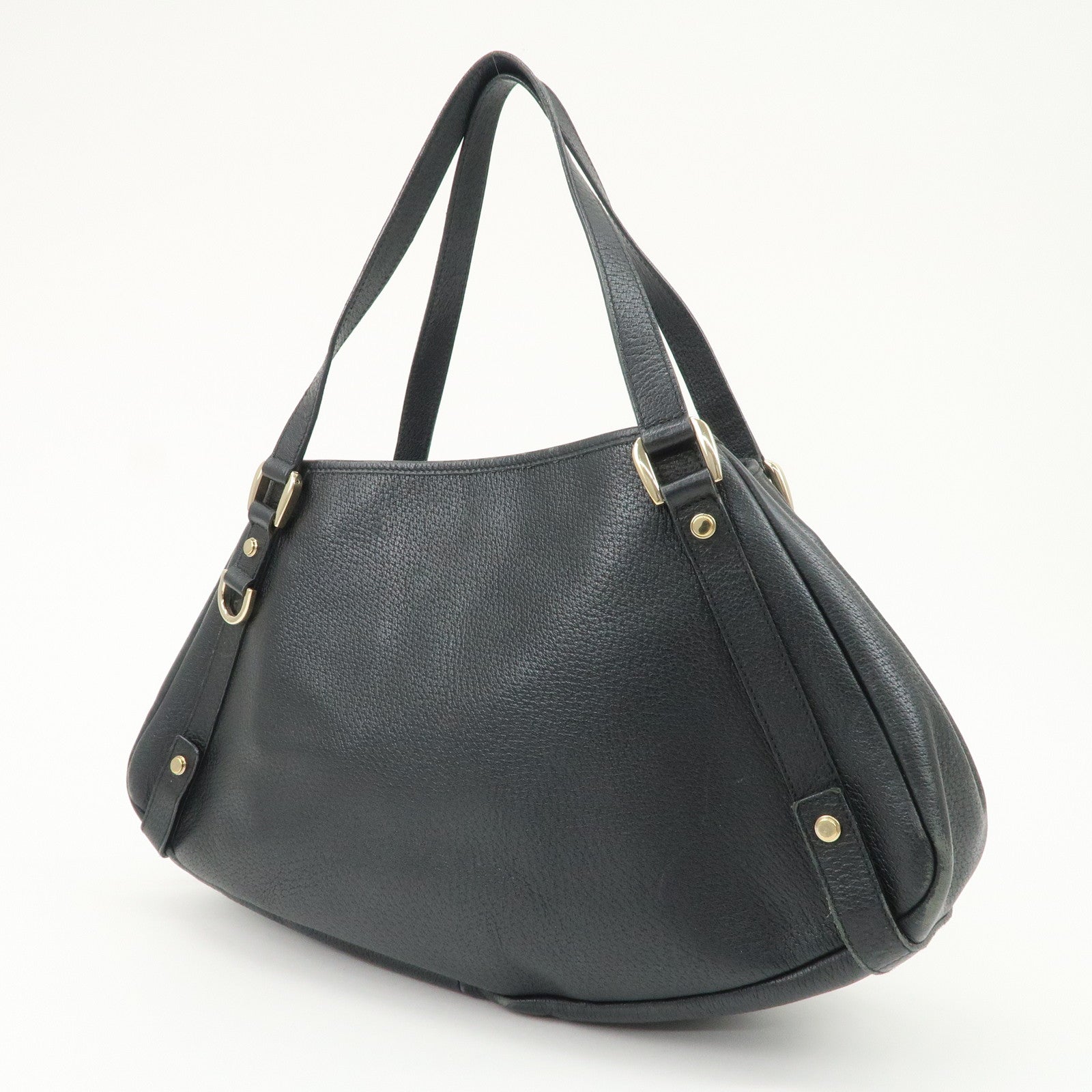 GUCCI Abbey Leather Tote Bag Hand Bag Black 130736