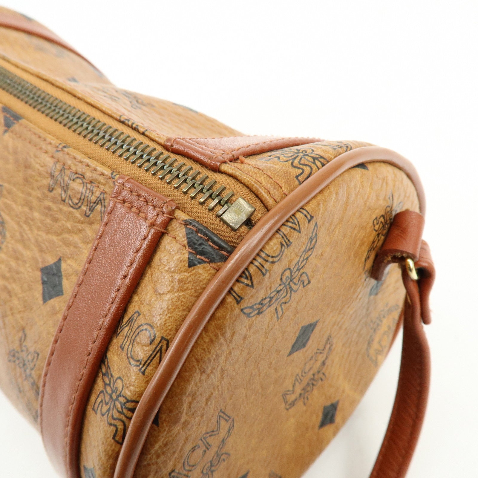 MCM Visetos Logogram Leather Shoulder Bag Crossbody Bag Brown