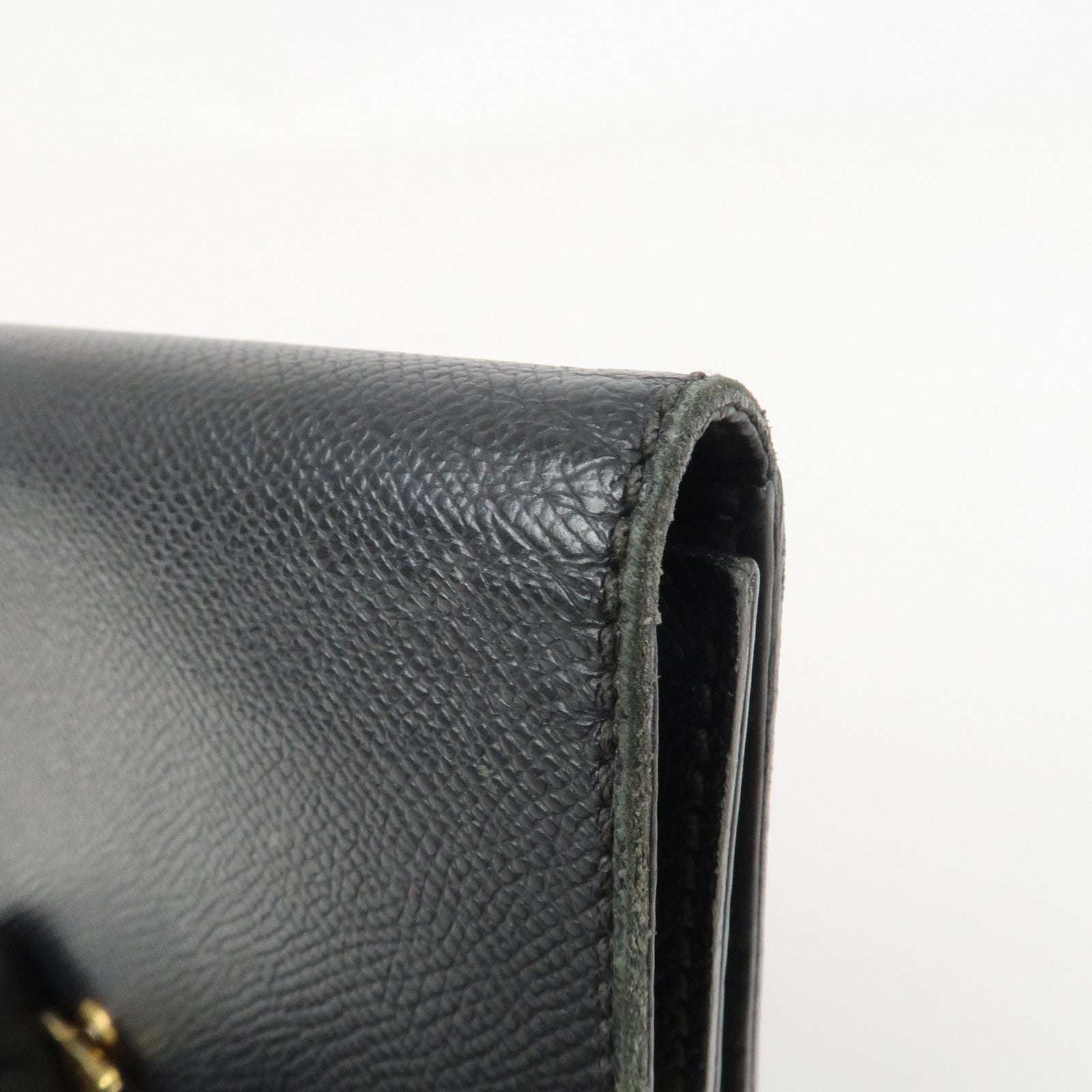 CHANEL COCO Mark Calf Leather Compact Wallet Black