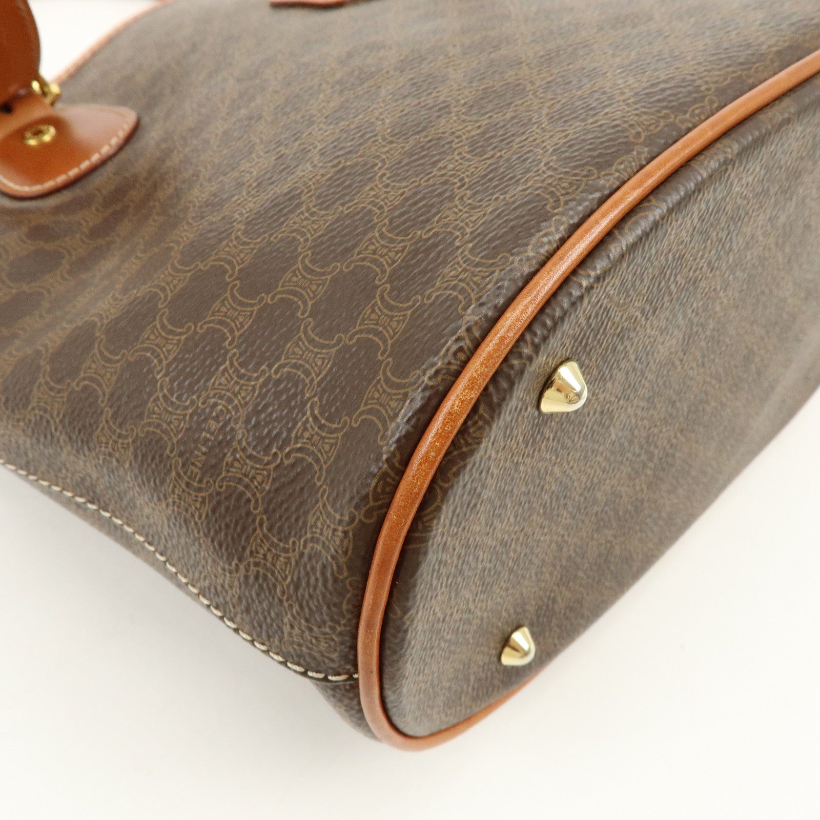 CELINE Macadam PVC Leather Tote Bag Hand Bag Shoulder Bag Brown