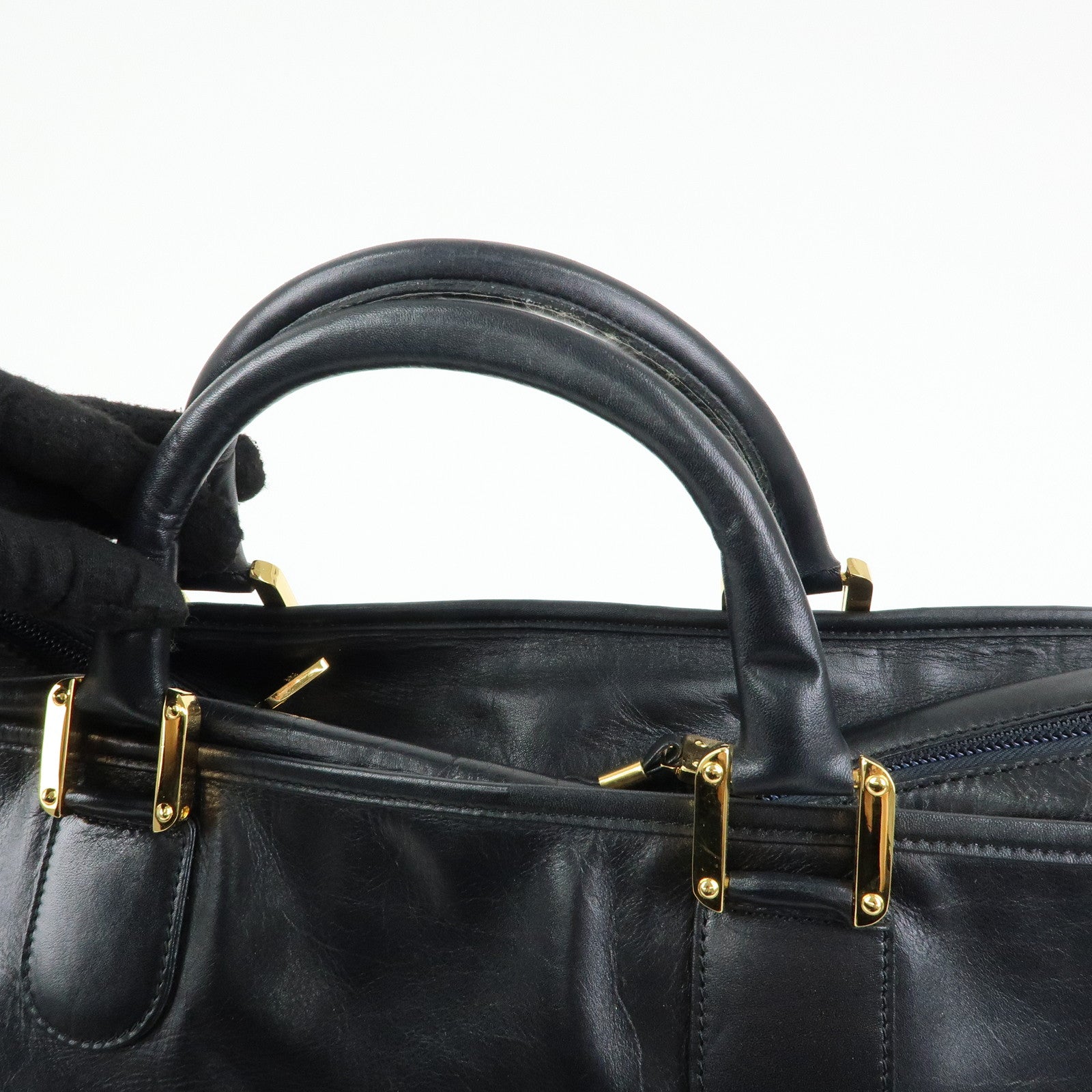 LOEWE Anagram Amazona 50 Leather Hand Bag Boston Bag Black