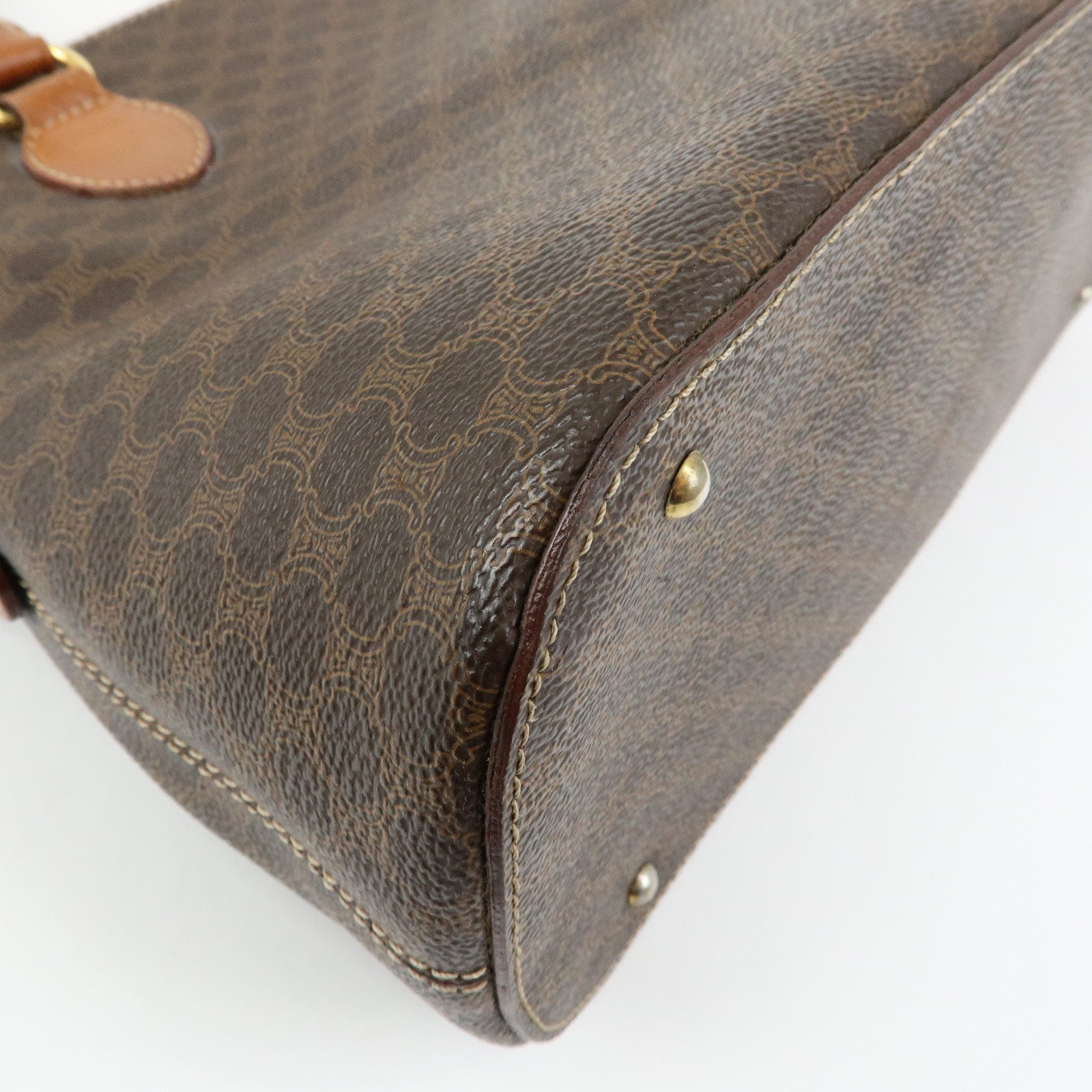 CELINE Macadam PVC Leather Hand Bag Brown
