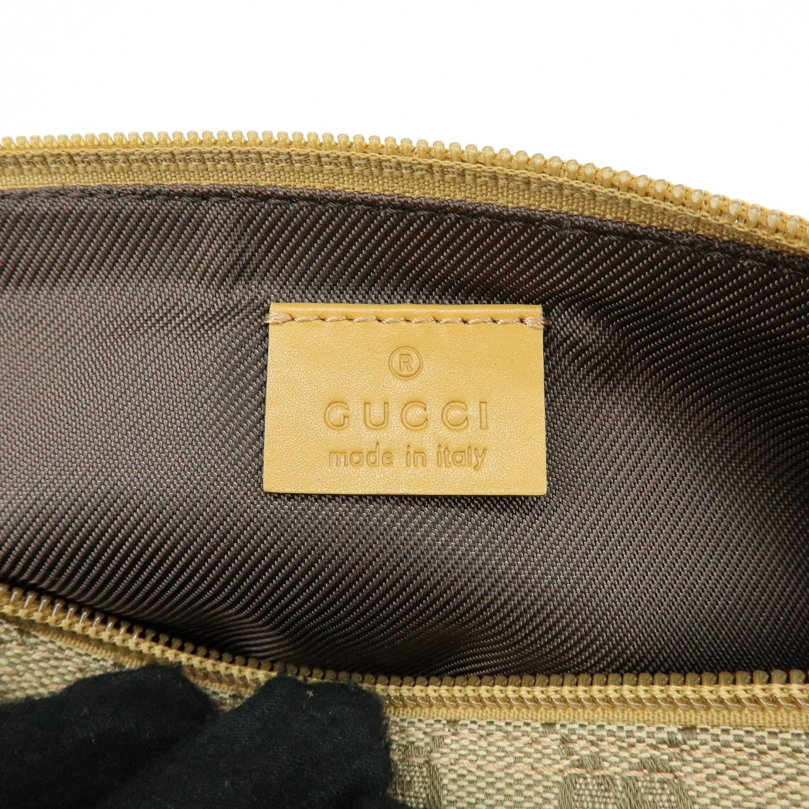 GUCCI Boat Bag GG Canvas Leather Hand Bag Beige Yellow 039・1103