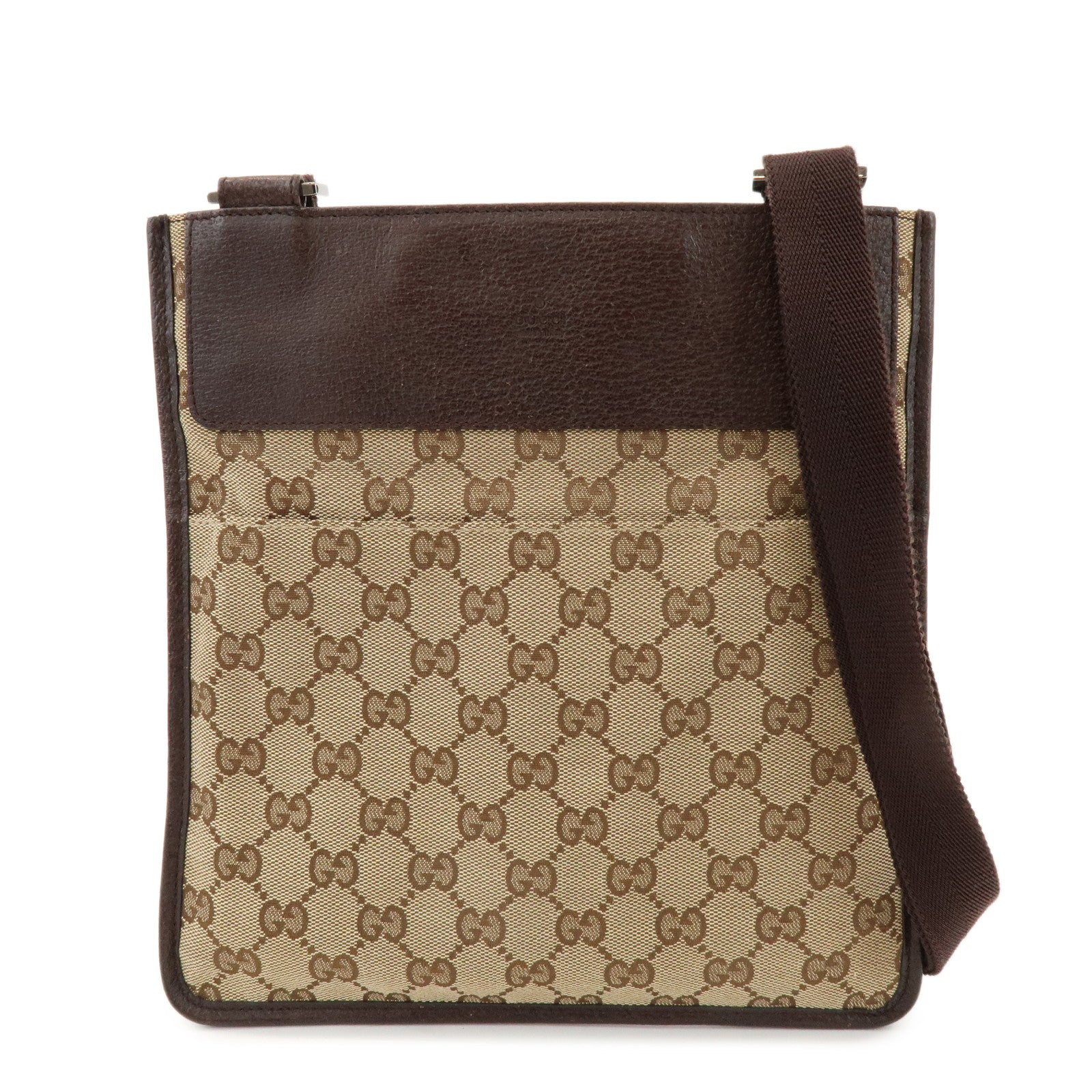 GUCCI GG Canvas Leather Shoulder Crossbody Bag Beige Brown 27639