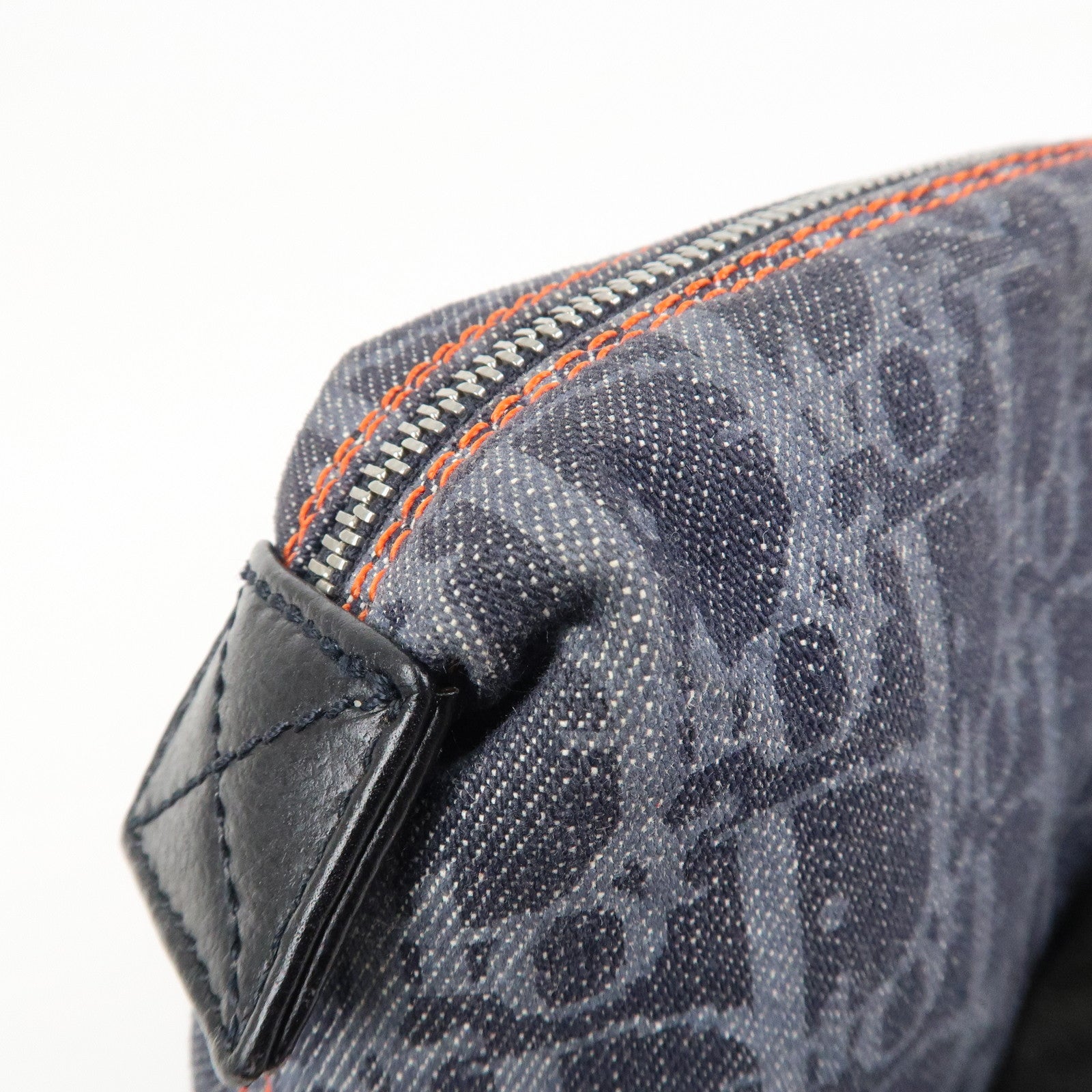 Christian Dior Denim Cosmetic Pouch Indigo Blue Orange