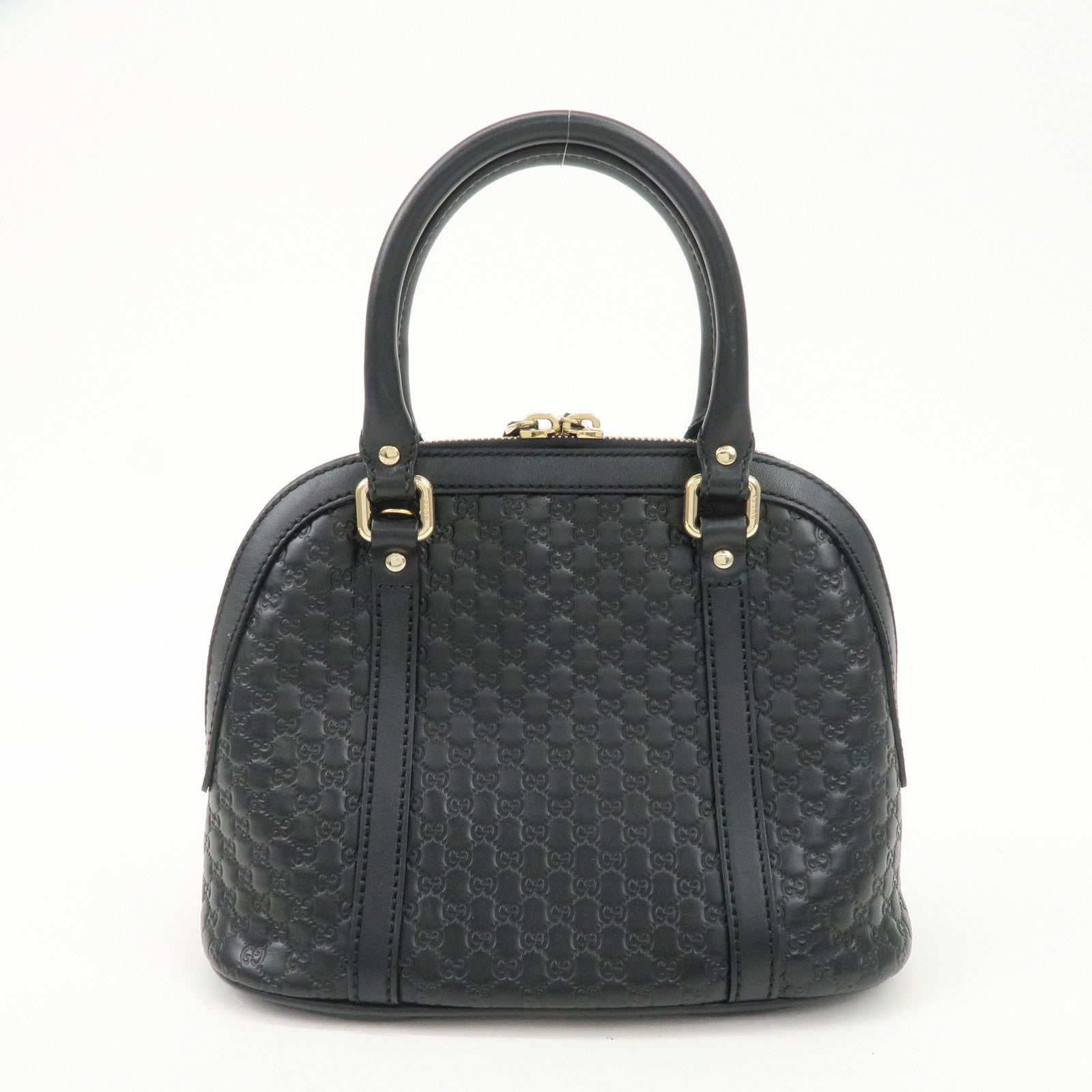 GUCCI Micro Guccissima Leather 2 Way Hand Bag Black 449654 Used
