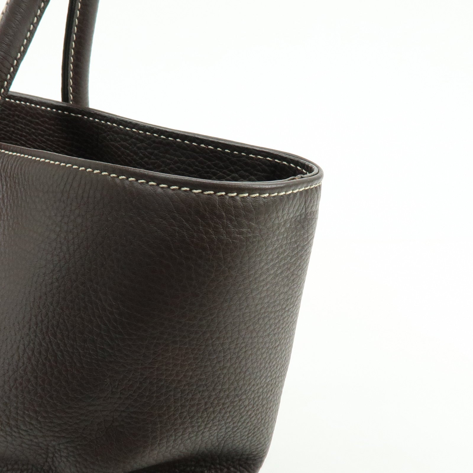 TOD'S Logo Leather Tote Bag Shoulder Bag Brown