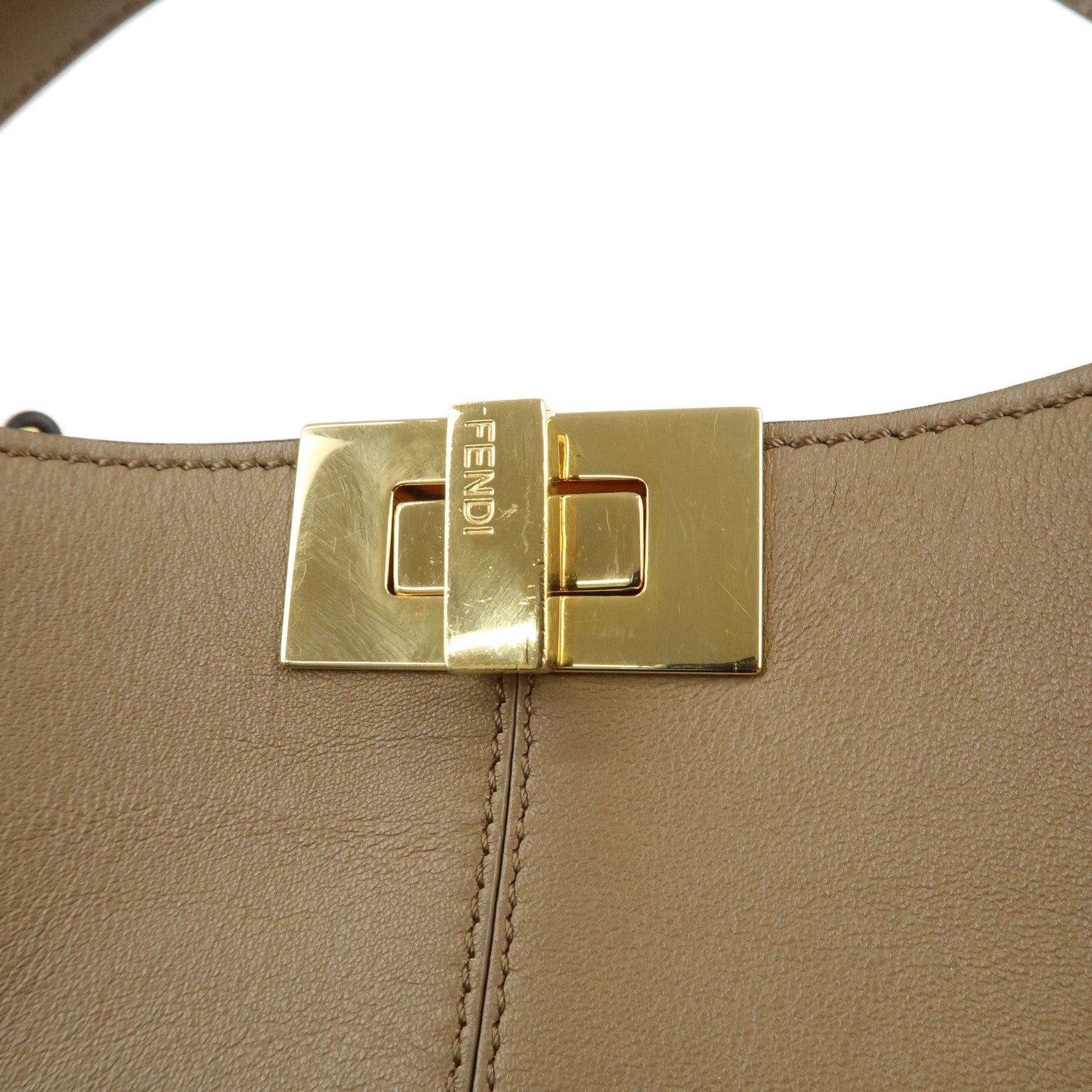 FENDI Peekaboo X Lite Leather 2Way Bag Shoulder Bag Brown 8BN310