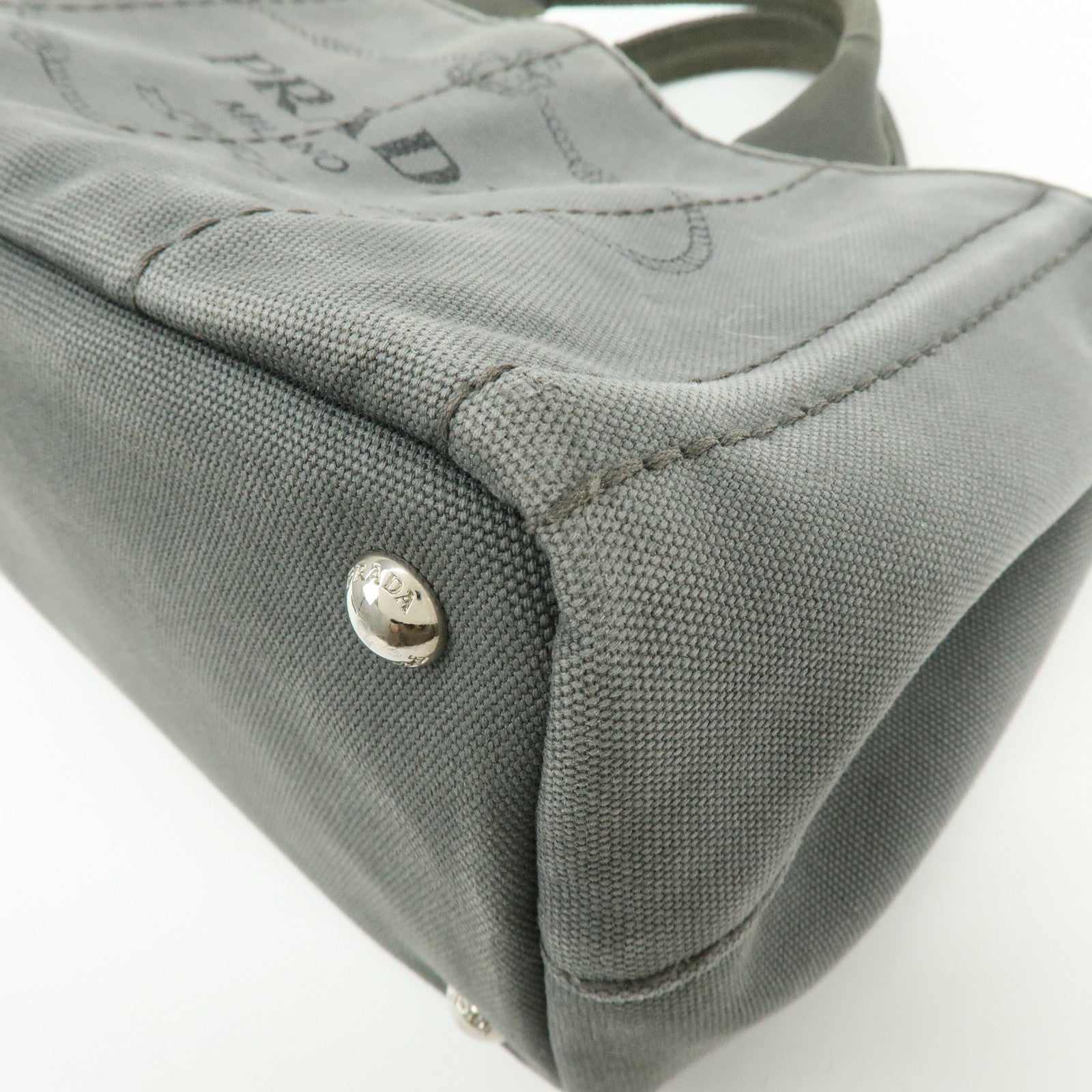 PRADA Canapa Mini Canvas 2Way Bag Hand Shoulder Bag Gray 1BG439