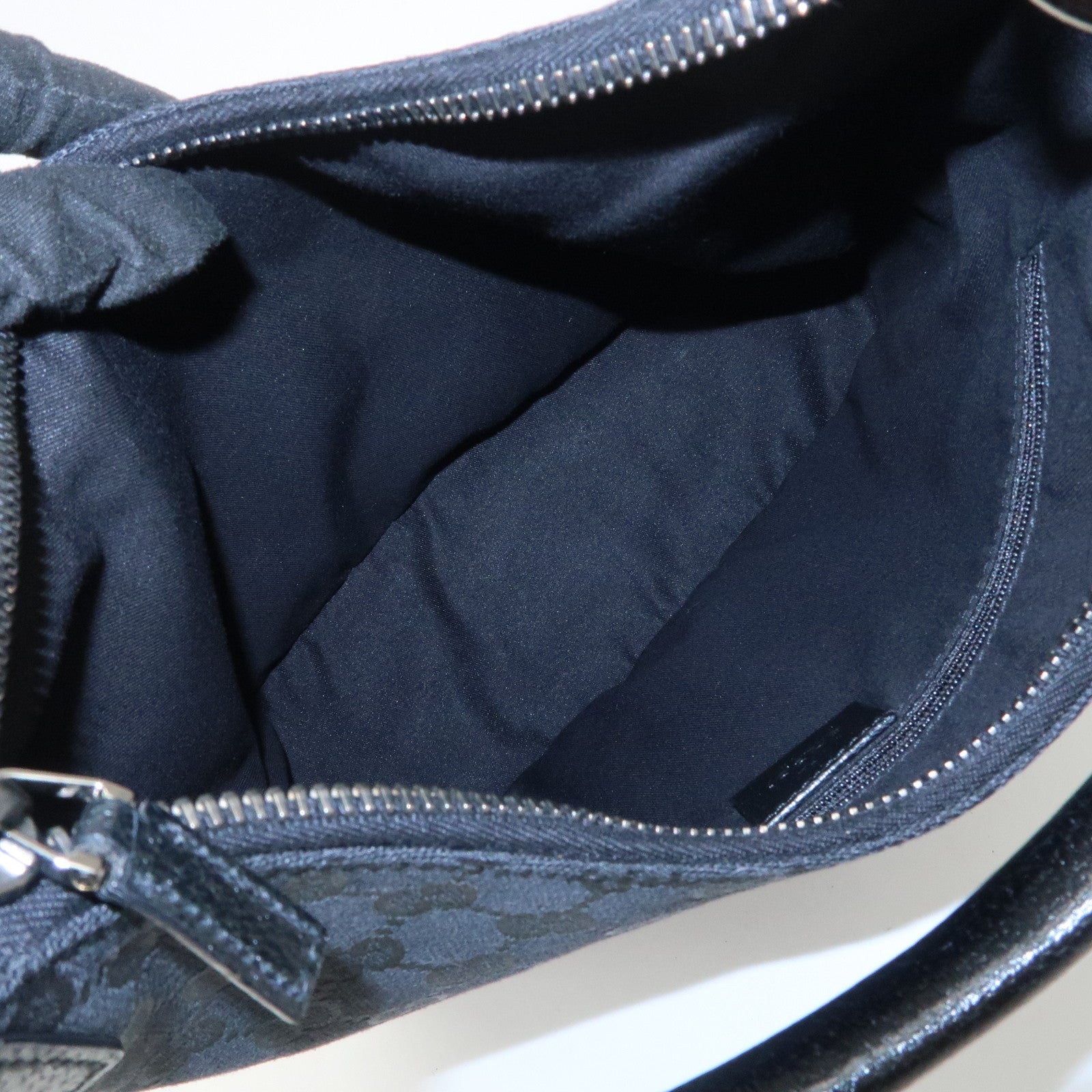 GUCCI GG Canvas Leather Shoulder Bag Hand Bag Black 115003