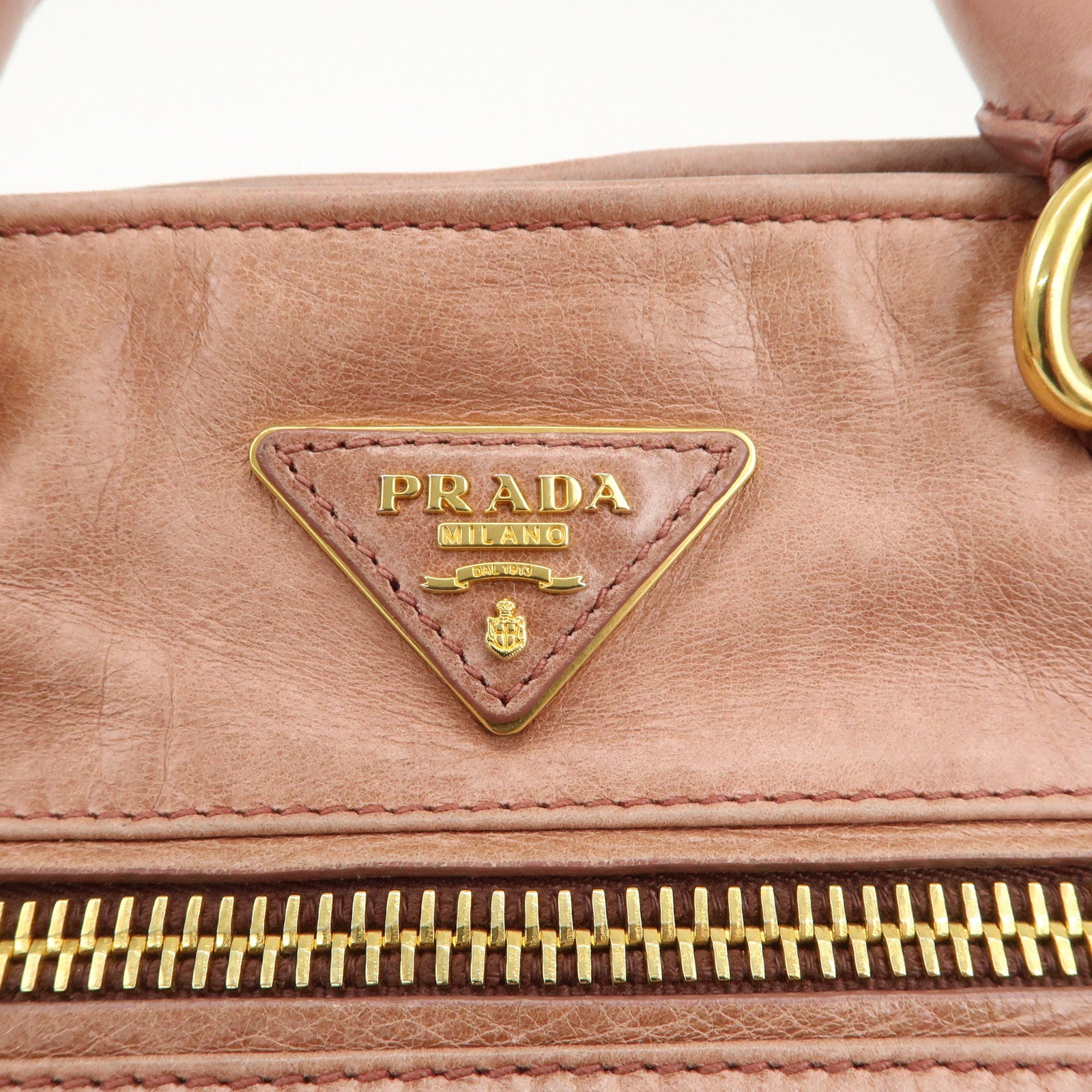 PRADA Triangle Logo Leather 2Way Shoulder Bag Hand Bag Pink BN1921