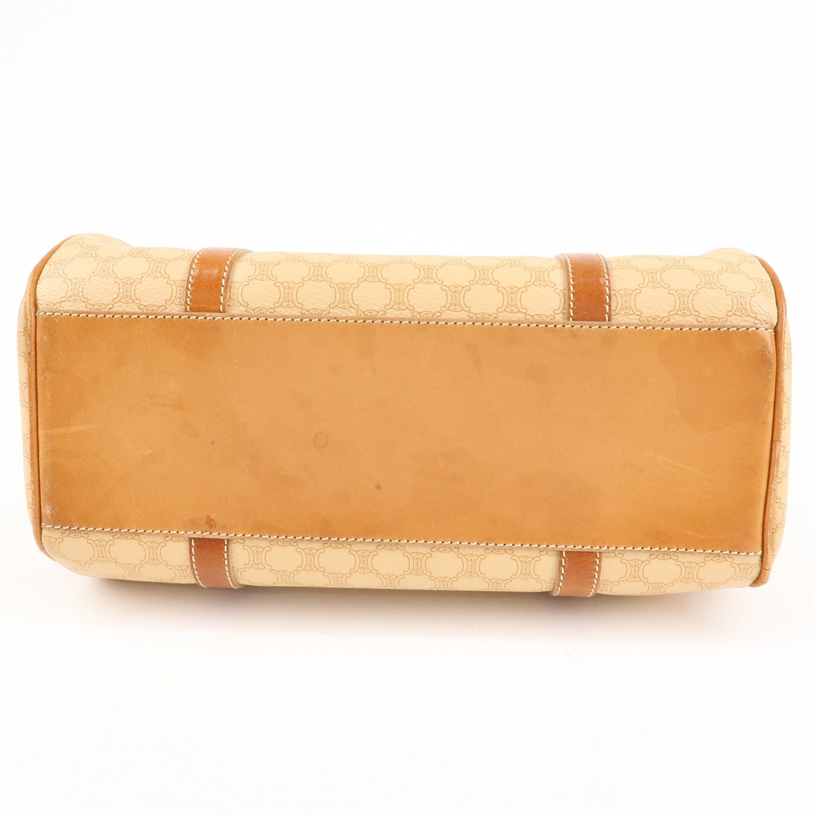 CELINE Macadam PVC Leather Mini Boston Bag Hand Bag Beige Used