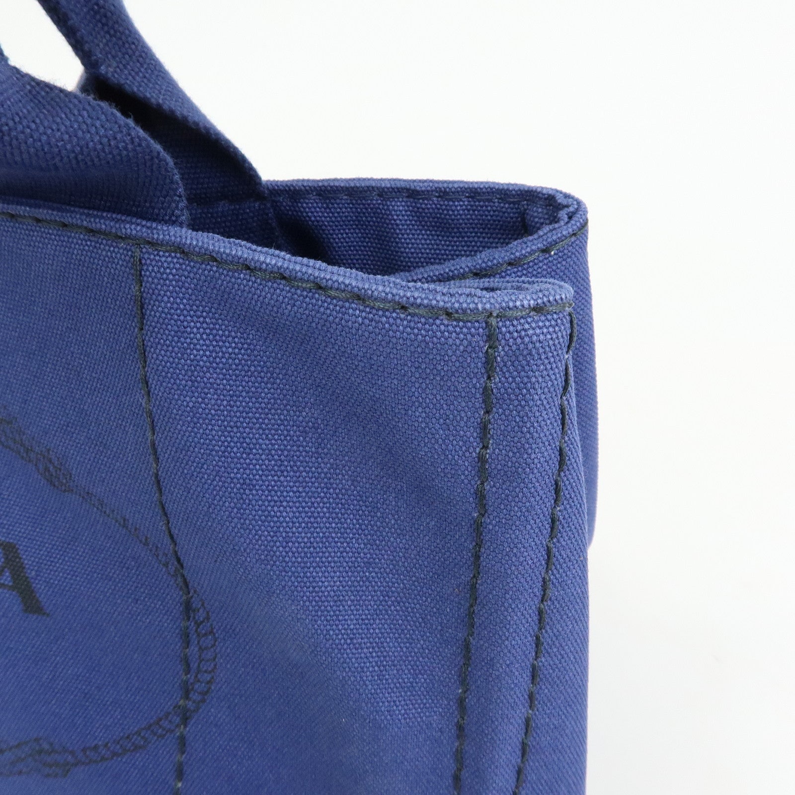 PRADA Triangle Logo Canapa Canvas 2Way Tote Hand Bag Blue BN2642