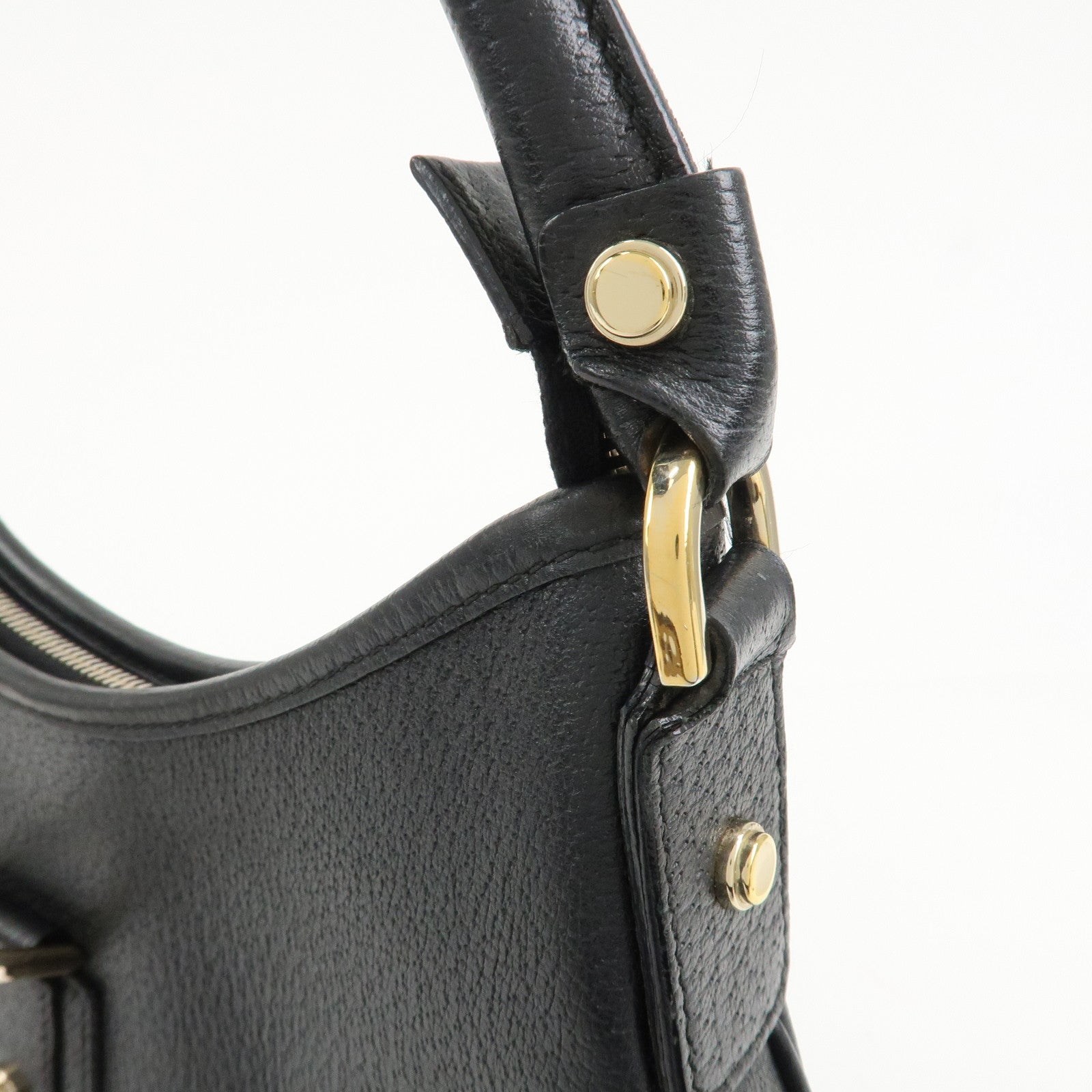 GUCCI Abbey GG Canvas Leather Shoulder Bag Black 130738