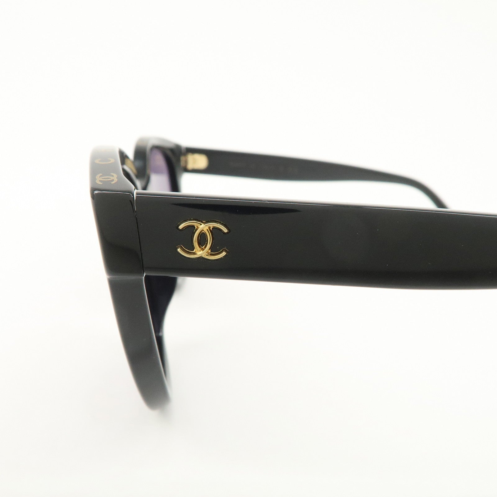 CHANEL COCO Mark 54□20 Sunglasses Black 5414-A Used