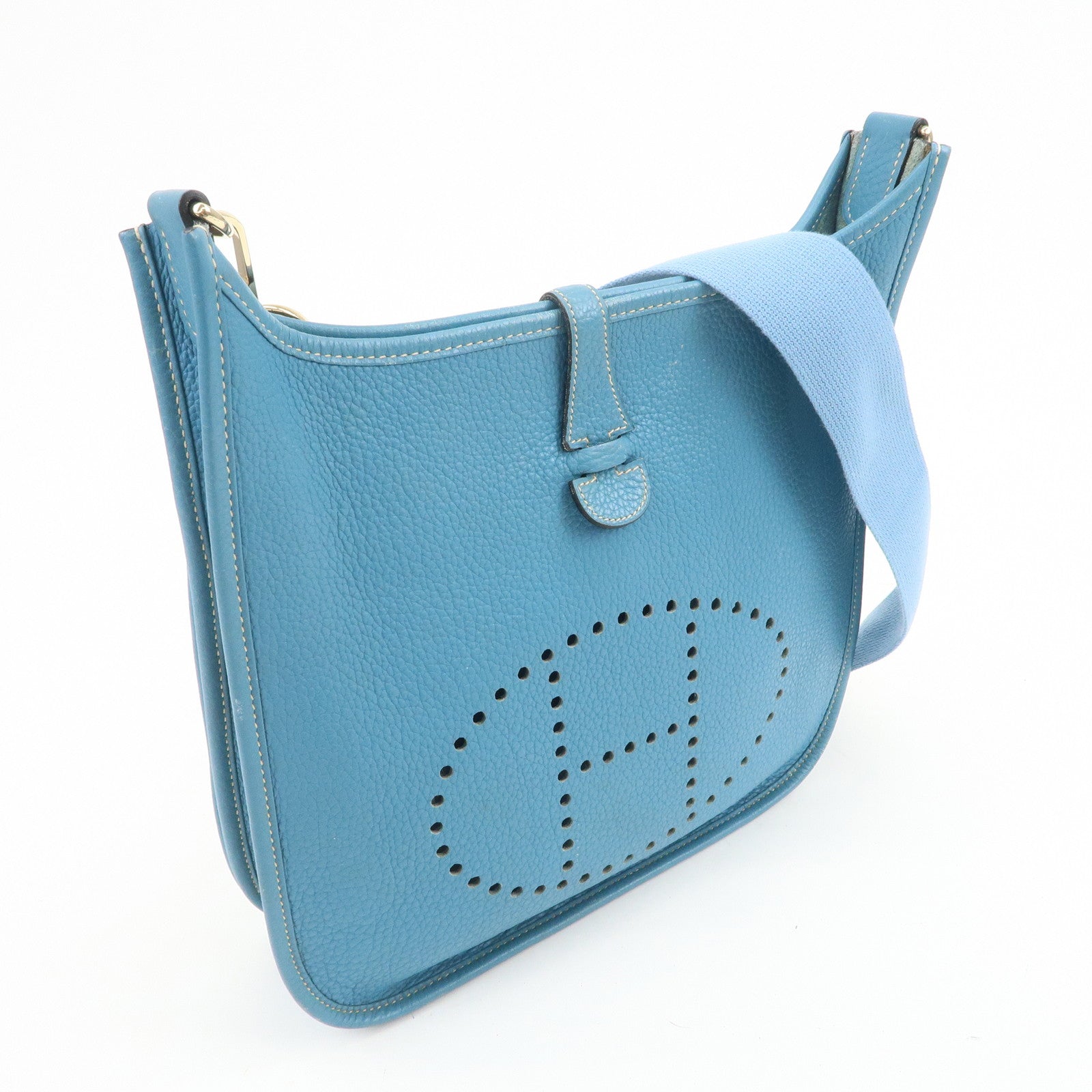 HERMES Taurillon Clemence Canvas Evelyne 3PM L Stamped Shoulder Bag