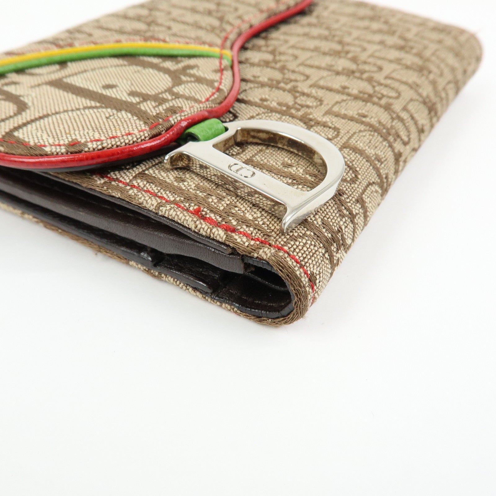 Christian Dior Rasta Trotter Saddle Jacquard Canvas Compact Wallet