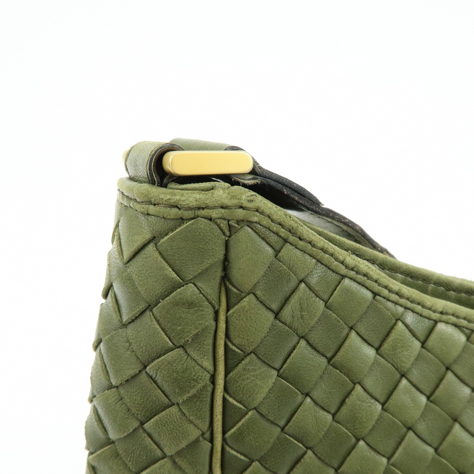 BOTTEGA VENETA Intrecciato Leather Shoulder Bag Crossbody Bag Green