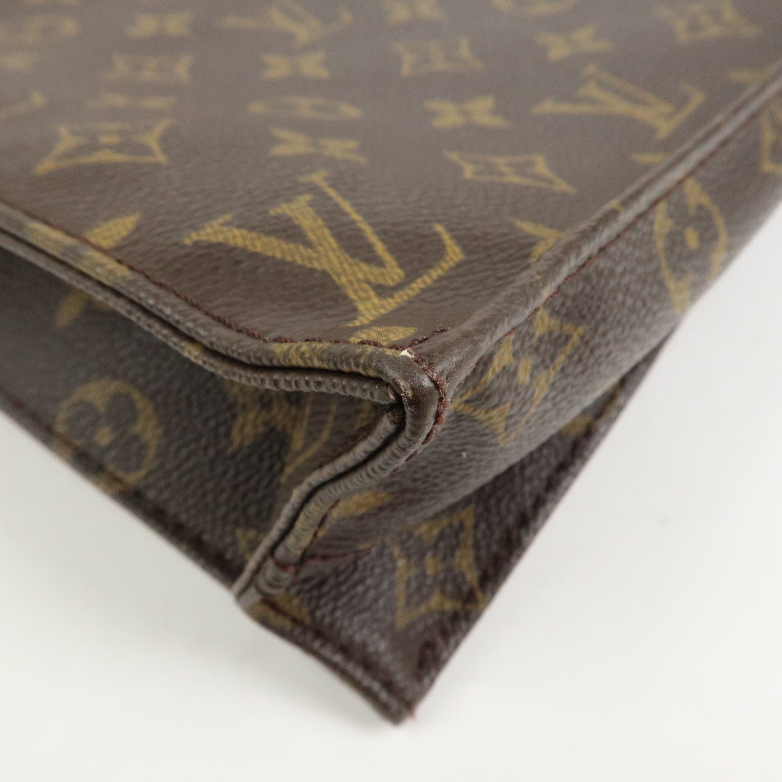 Louis Vuitton Monogram Sac Plat Tote Bag Hand Bag Brown M51140