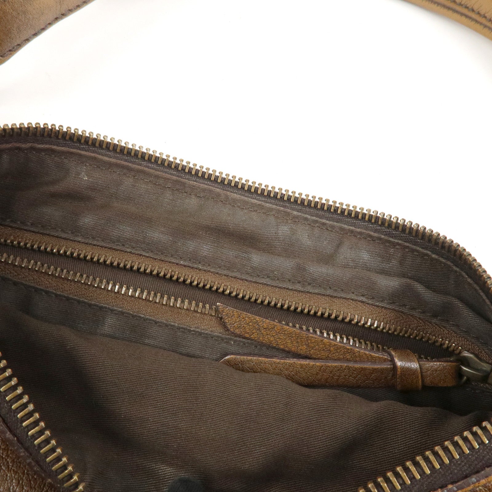 MIU MIU Leather Ribbon Hand Bag Shoulder Bag Dark Brown