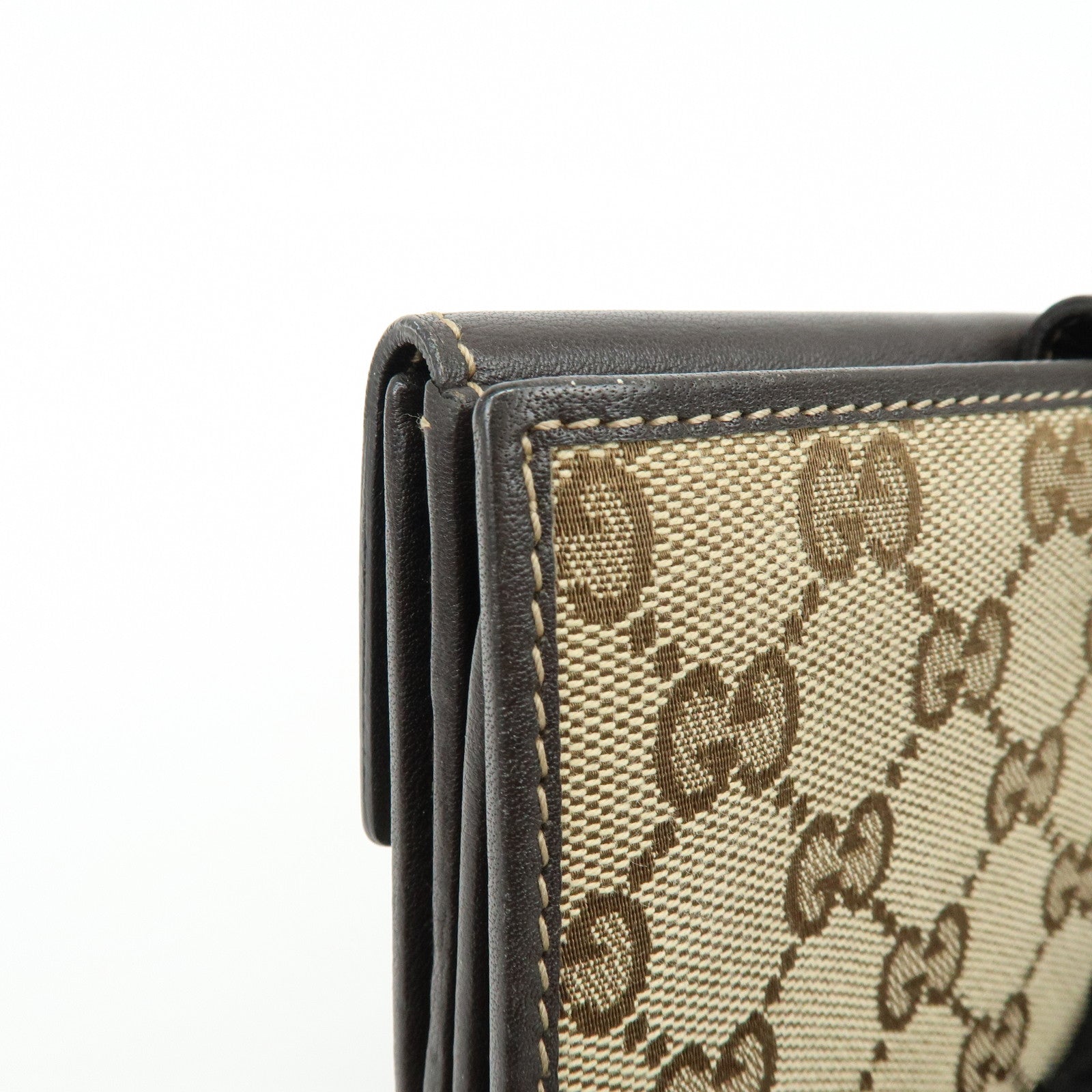 GUCCI GG Heart Logo Canvas Leather W Hook Long Wallet 203550