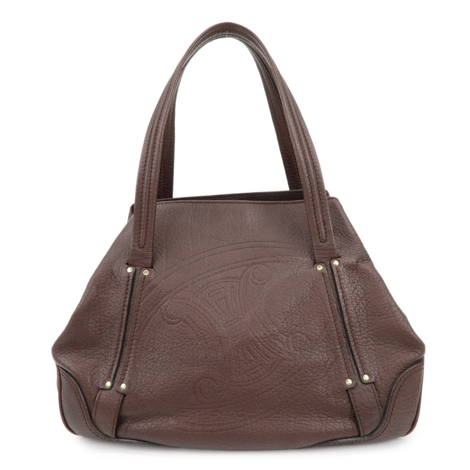 CELINE Triomphe Leather Tote Bag Hand Bag Shoulder Bag Brown