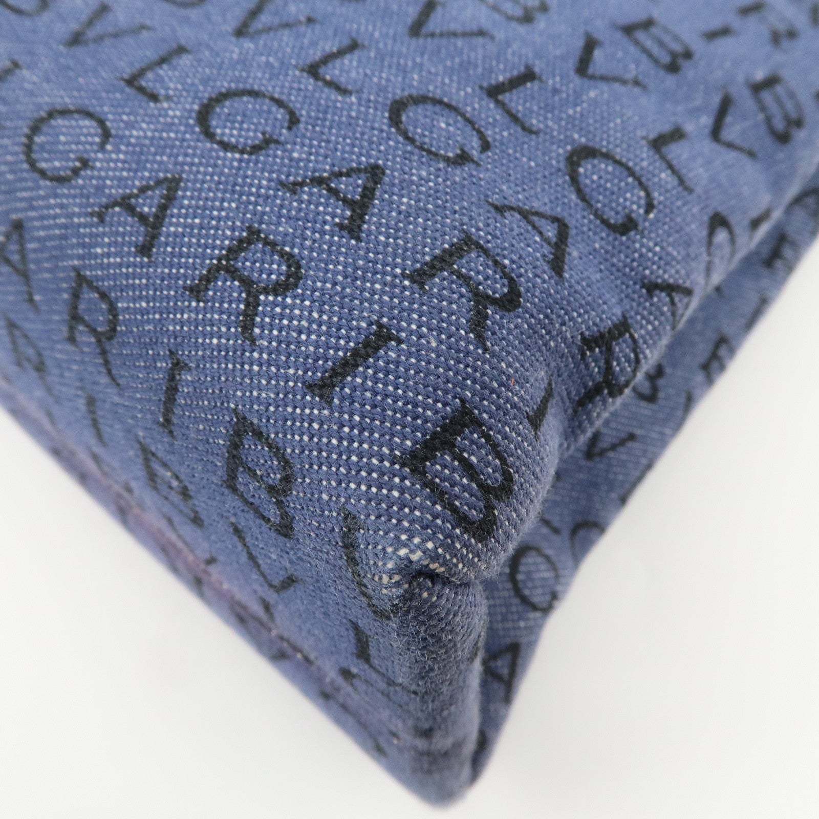 BVLGARI Logo Mania Denim Leather Shoulder Bag Hand Bag Blue Black