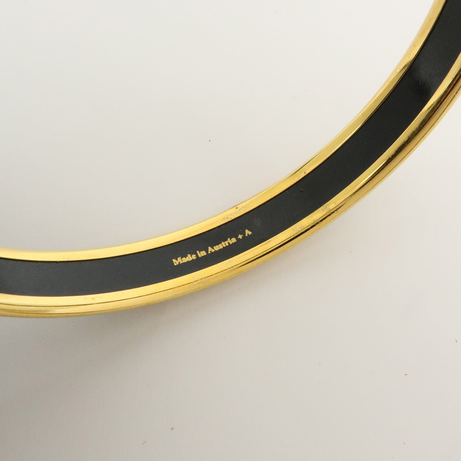 HERMES Email PM Plated Bracelet Bangle Gold Dark Green