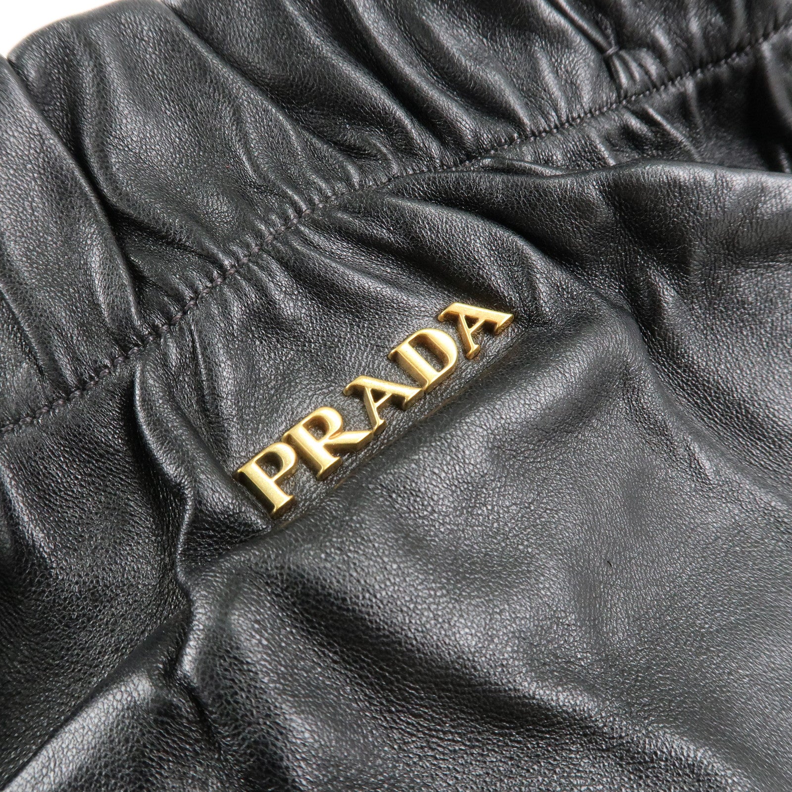 PRADA Leather Ribbon Shoulder Bag Hand Bag Black Brown Used