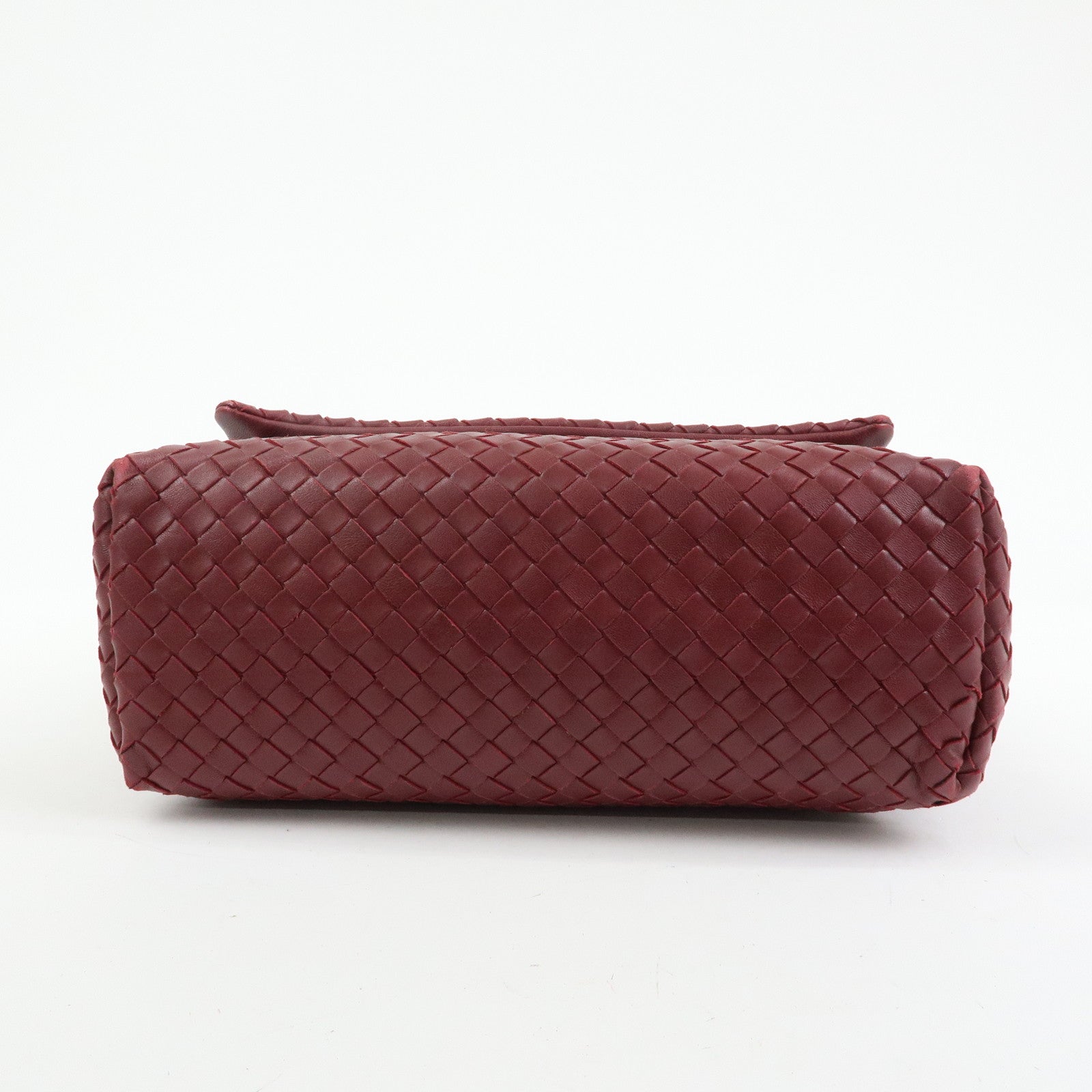 BOTTEGA VENETA Intrecciato Leather Shoulder Bag Bordeaux