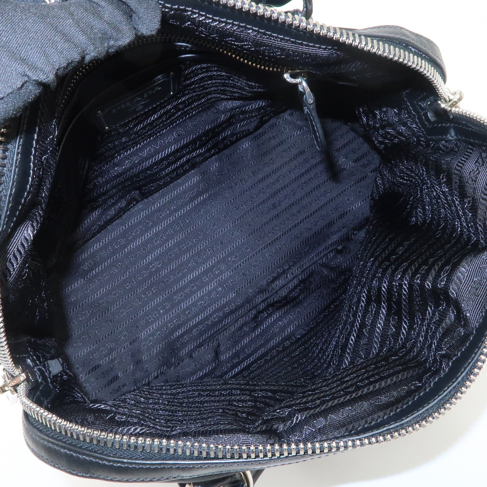 PRADA Nylon Leather 2Way Bag Hand Bag Shoulder Bag Black 1BB912