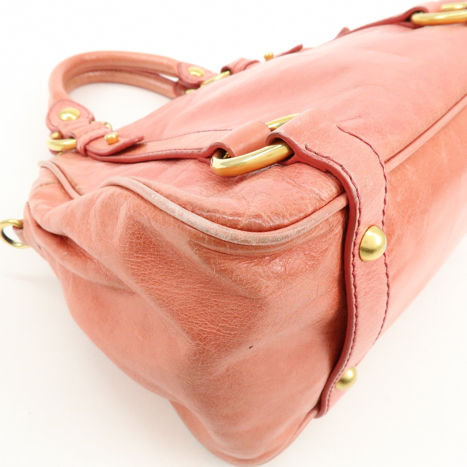MIU MIU Leather 2Way Bag Hand Bag Shoulder Bag Pink