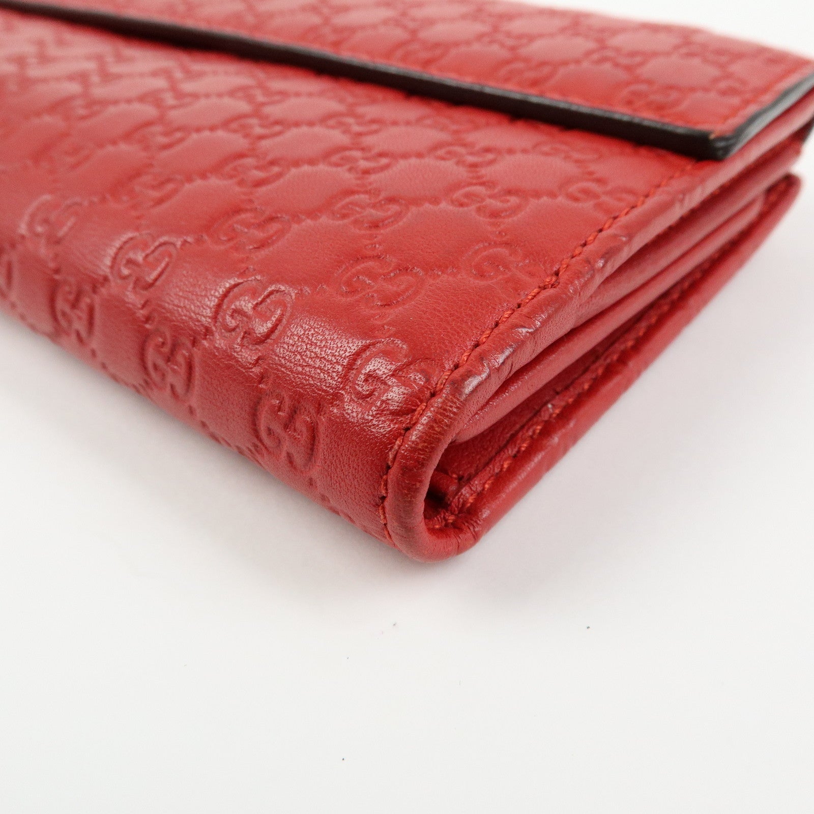 GUCCI Lovely Heart Microguccissima Leather Long Wallet Red 203550