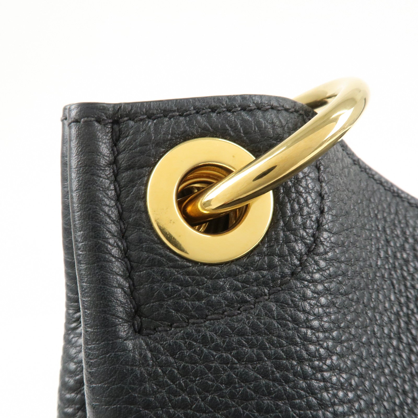 PRADA VITTELLO PHOENIX Triangle Logo Leather Shoulder Bag Black 1BC051 Used