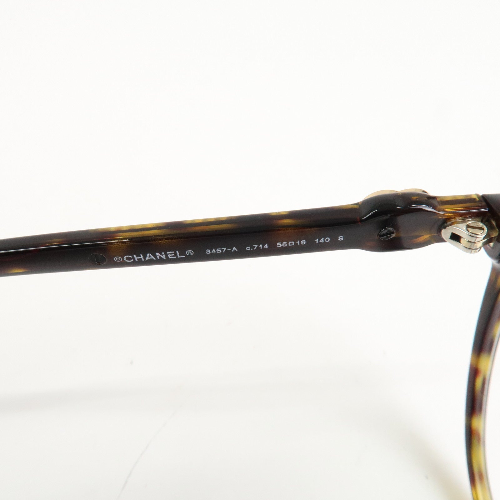 CHANEL Plastic Coco Mark Sunglasses 55□16 Brown Gold Hardware 3457A Used