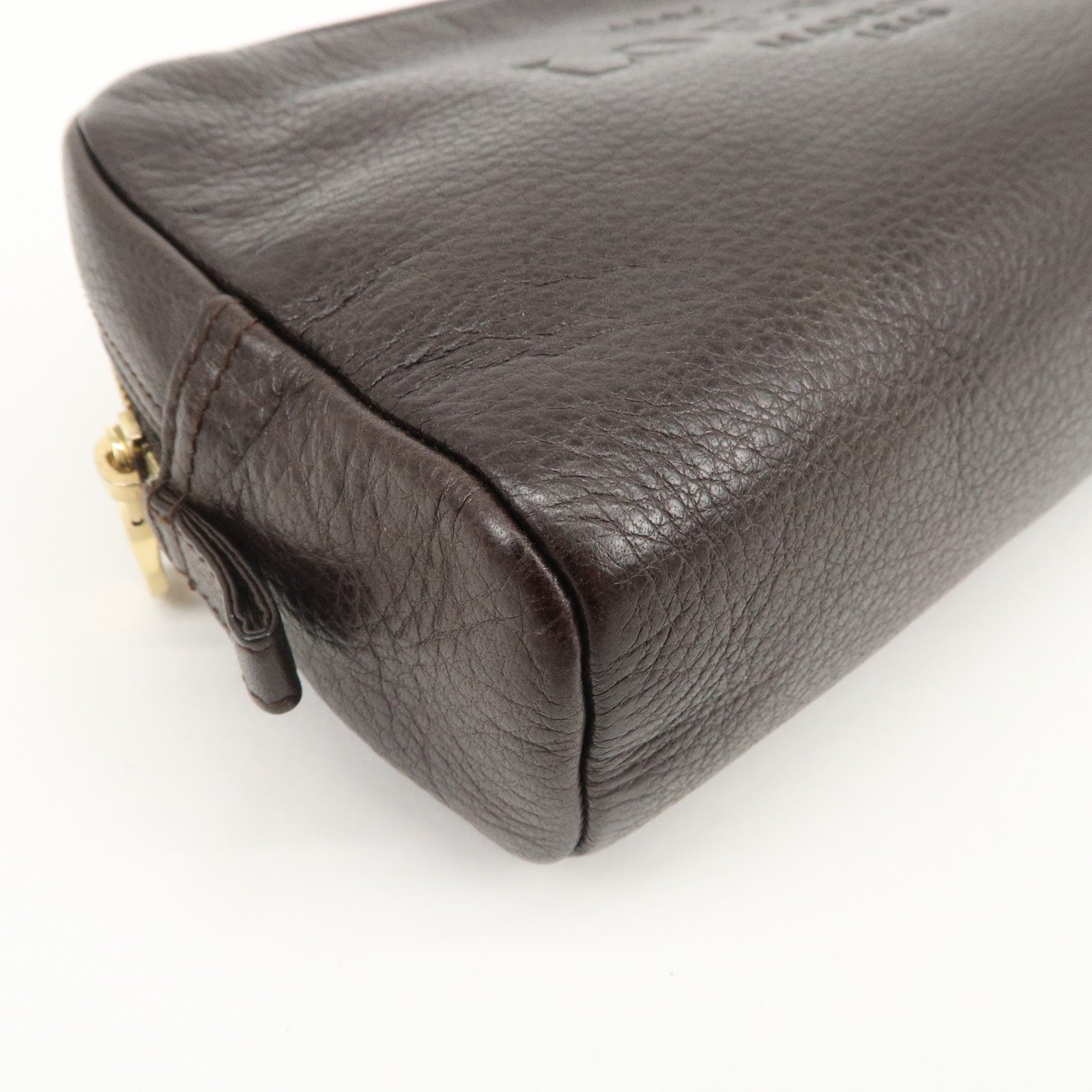 LOEWE Logo Leather Pouch Cosmetic Pouch Black